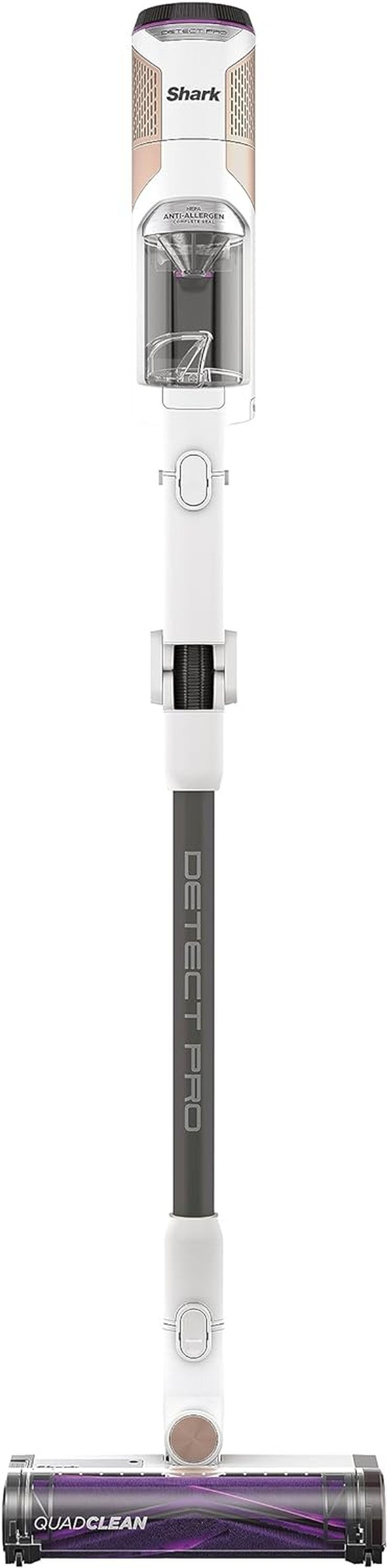 Shark Detect Pro Cordless Vacuum Cleaner with 2L Auto-Empty System, Ultra-Lightweight & Flexible anti Hair Wrap with Pet & Duster-Crevice Tools, 60 Mins Run-Time, Dock, IW3611ANZ, Colour: White/Brass image number 4