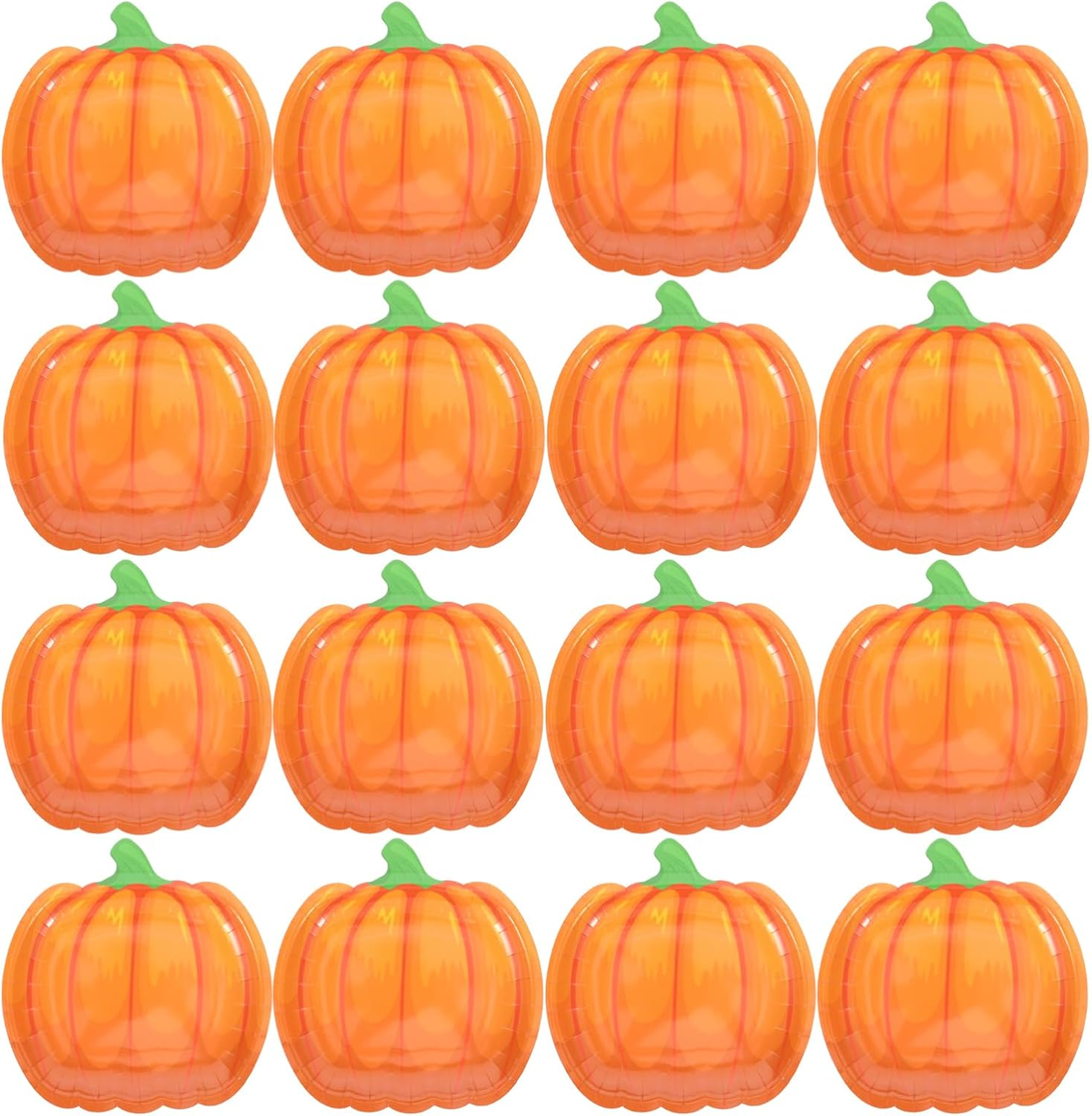 JECOMPRIS 20Pcs Pumpkin Paper Plates: 7 X 7 INCH Disposable Paper Plates for Desserts - Halloween Party Supplies for Thanksgiving Fall Party Decorations Supplies Favors Dining Kitchen image number 4
