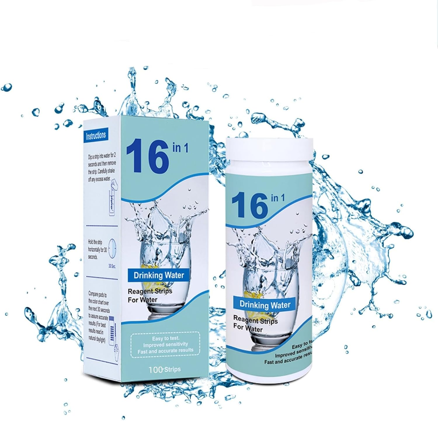 16 in 1 Pool Test Strips, 100 Strips Water Chemical Testing for Hot Tub and Spa, Accurate Test Bromine, Total Alkalinity, Ph, Free Chlorine, Total Hardness, Cyanuric Acid, and Total Chlorine image number 2