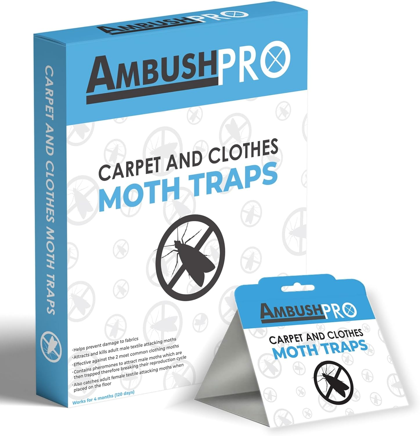 CARPET and CLOTHES MOTH TRAPS. 7 Pack of Toxin-Free, Sticky Pheromone Traps That Attract and Kill Carpet Moths and Clothes Moths. image number 1