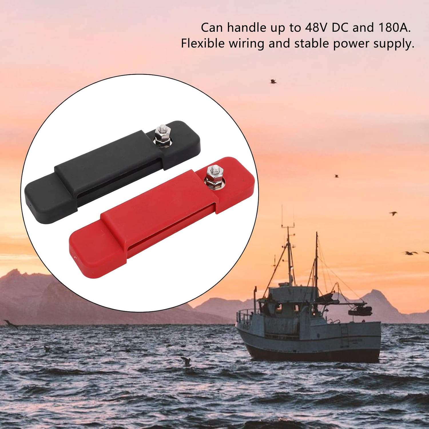 Power Distribution Block 12 Way 12V 180A Stud Marine Bus Bar with 32Pcs Terminal for Boat Vehicle image number 3