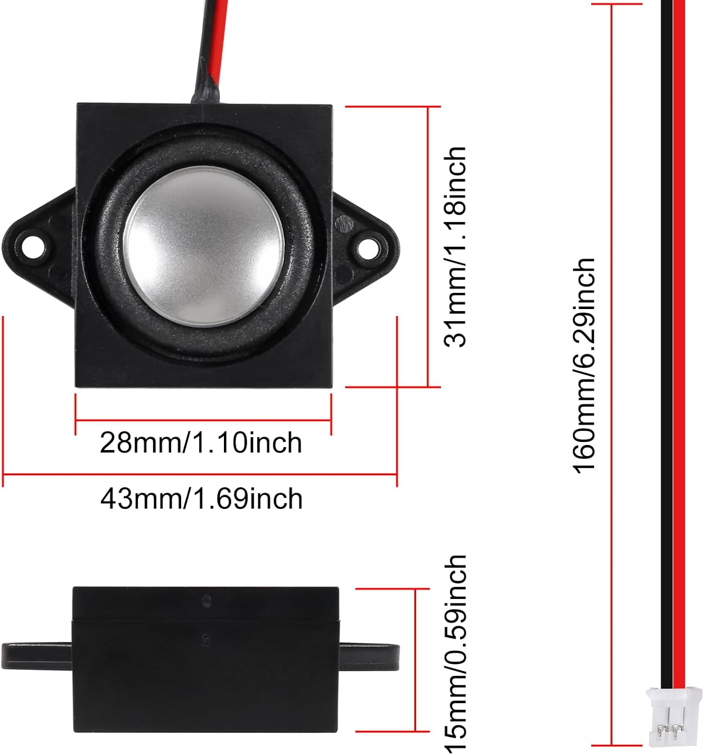4Pcs 3W 4 Ohm Mini Loudspeakers 3 Watt JST-PH2.0 Interface Micro Speaker for Arduino, Small Electronic Projects, Advertising Machines, LCD TV Monitors image number 2
