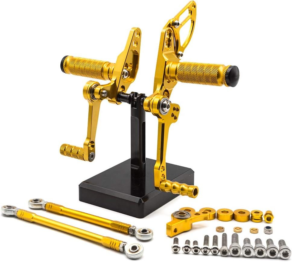 FXCNC CNC Billet Motorcycle Rearset Foot Pegs Rear Set Footrests Fully Adjustable Foot Boards Compatible with STREETFIGHTER 848 1100 Gray