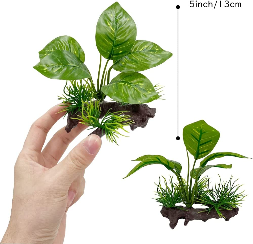 Aquarium Plants Fish Tank Decorations Composite Plastic Artificial Plant Goldfish Waterscape Fish Hides Plastic Driftwood Silk Leaf Set (Type-A) image number 2
