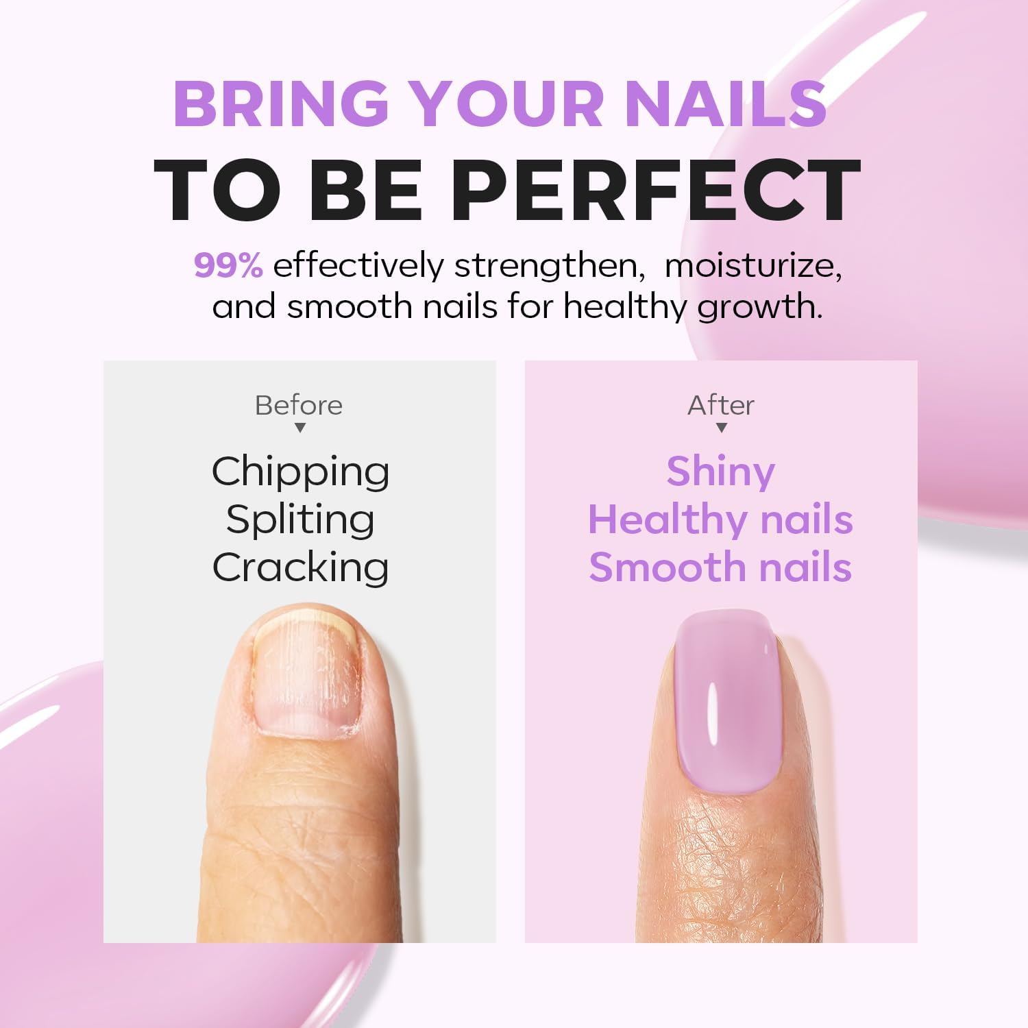 Modelones Nail Strengthener Jelly Purple Nail Repair for Damaged Nails Strengthening Polish 15Ml Nail Growth and Strengthener Natural Concealer Foundation Nail Care Gifts for Women image number 6