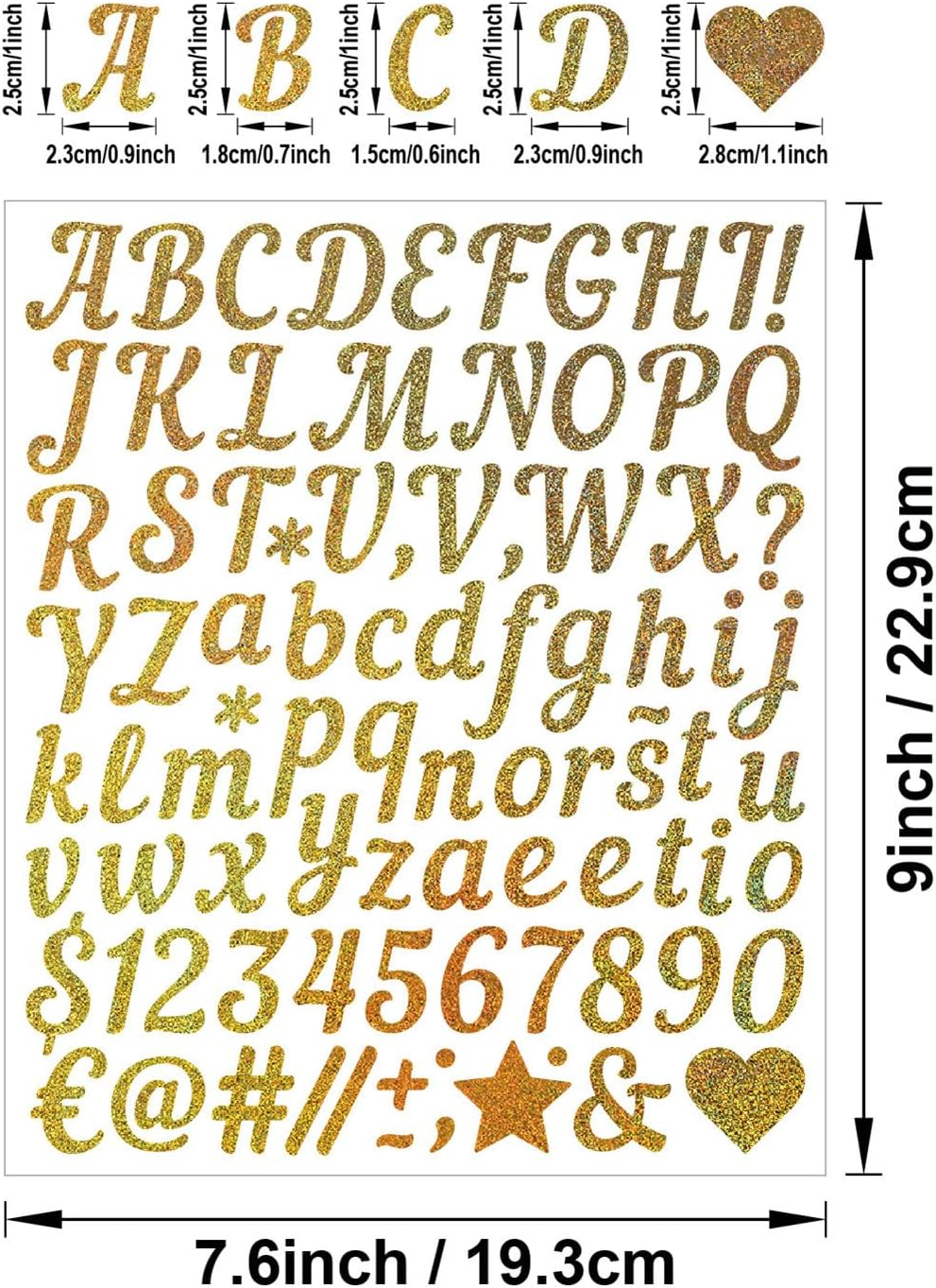 Gold Letter Stickers Glitter Alphabet Stickers Self Adhesive Waterproof Vinyl Small ABC Letters for Graduation Cap Water Bottles Cup Mailbox Number Scrapbooking Sign Crafts (5 Gold+5 Silver) image number 6
