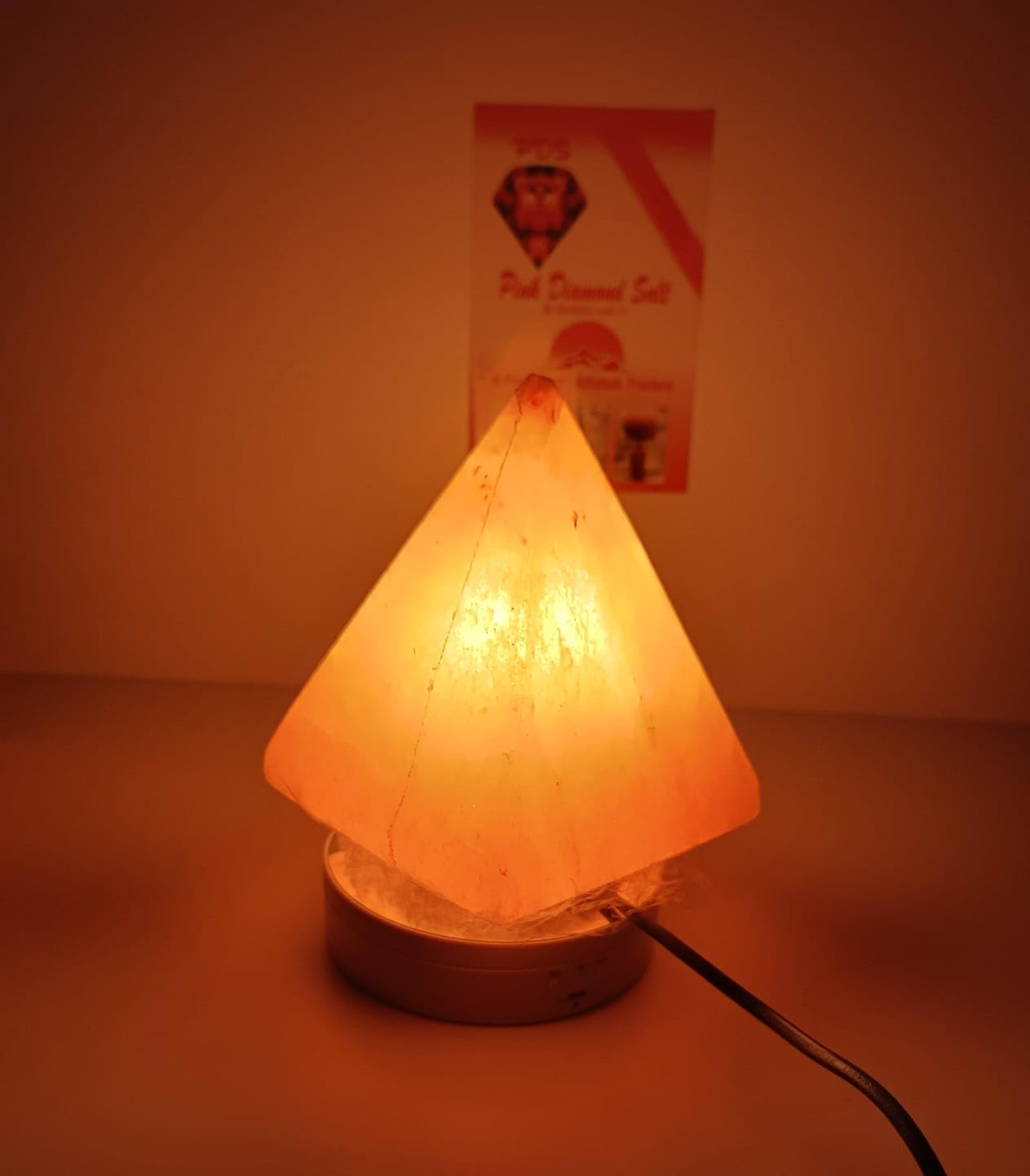 2-3 KG Premium Pyramid Salt Lamp 100% Authentic, Handcrafted from Beautifully Hand Craft Pyramid Shape Lamp Comes with Complete Electric Fitting image number 4