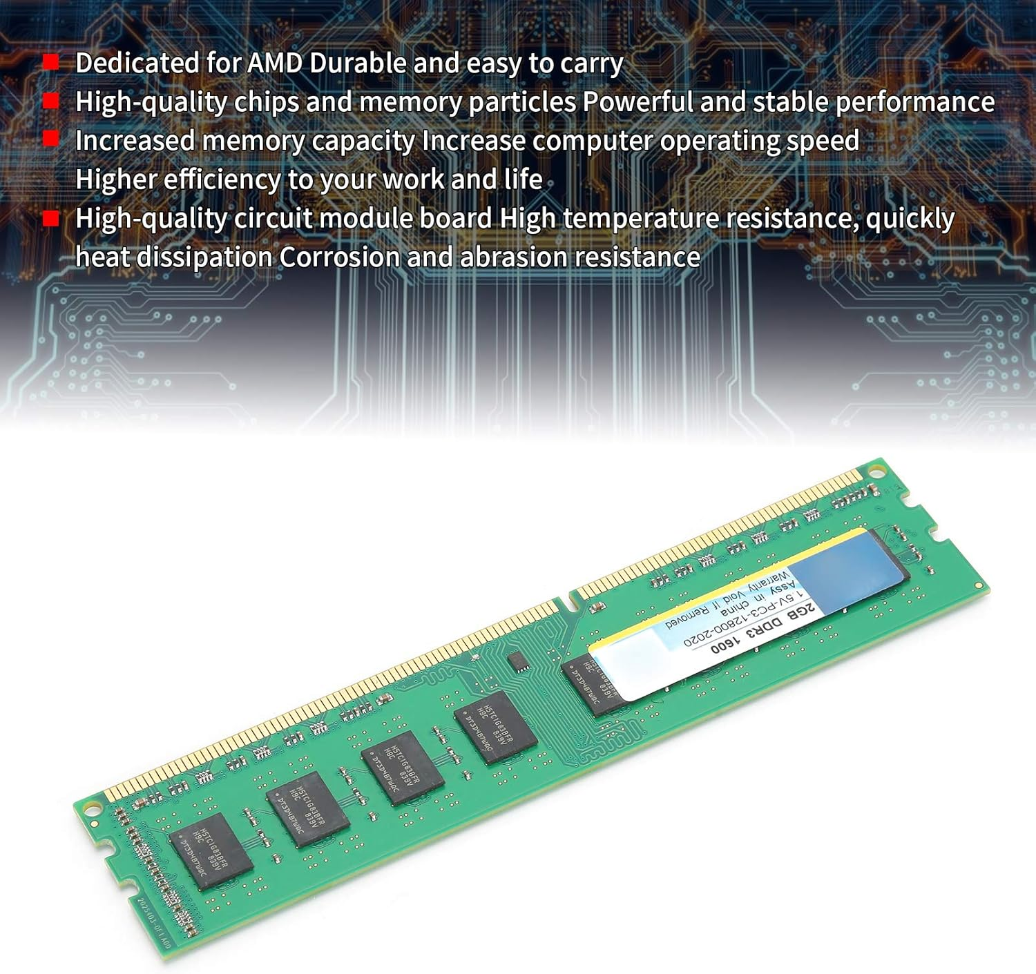 Memory PC3‑12800 Memory Desktop Computer Memory Bar Module DDR3 2GB 1600Mhz PC3‑12800 1.5V for 3Rd Gen image number 4