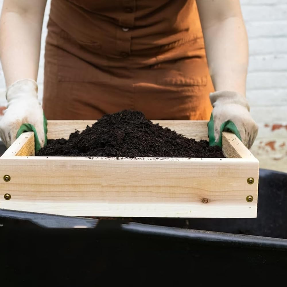 Wooden Soil Sieve, Dirt Sifter for Gardening, Sieve for Sand Rocks Dirt Compost for Screening Soil, Dirt, Peat Moss and Potting Soil image number 5