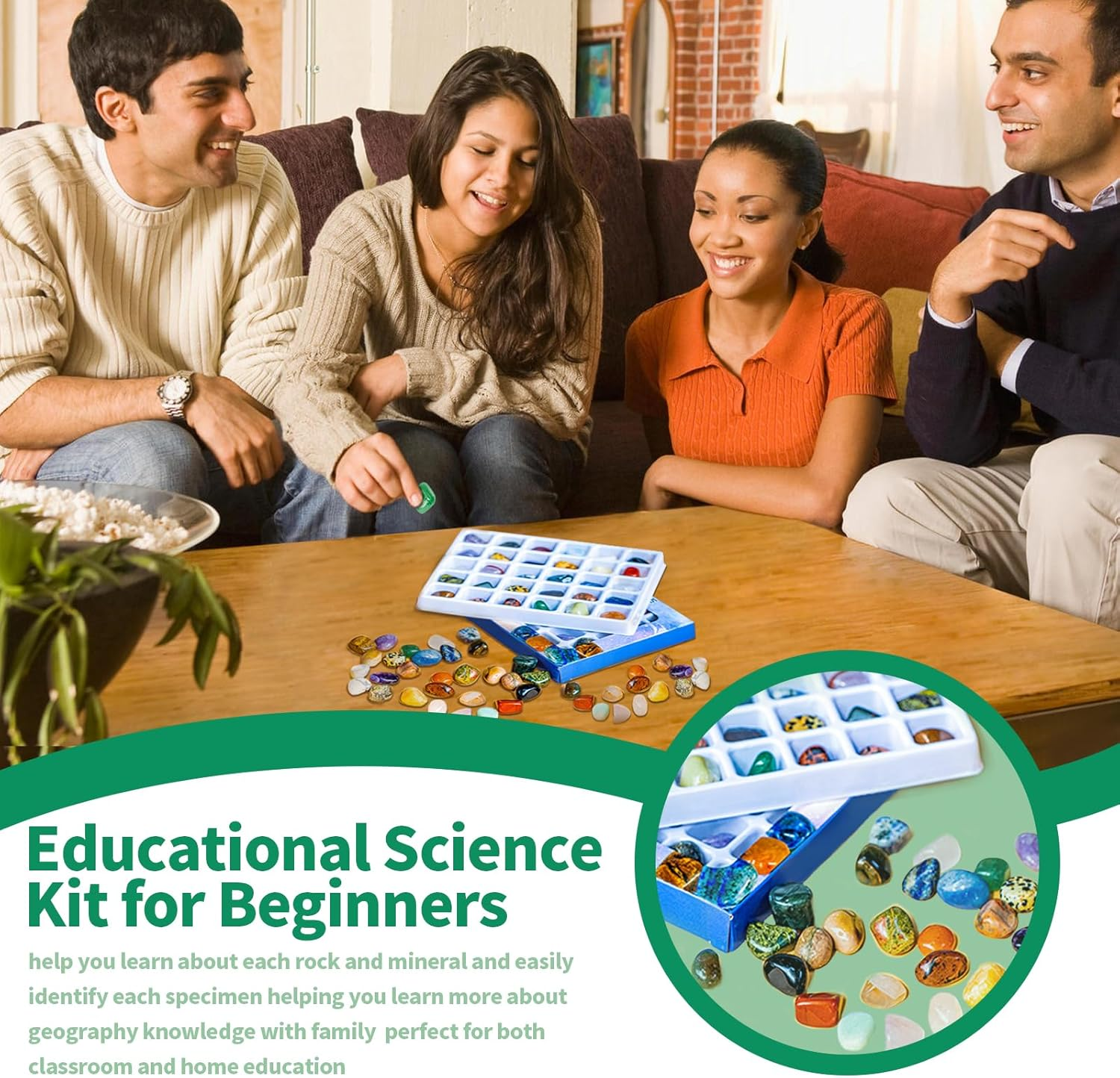 30 Pcs Gemstones & Crystals Educational Collection Gift Box Kit Display Case for School, Rock Geology Gem Science Kit for Teacher image number 3