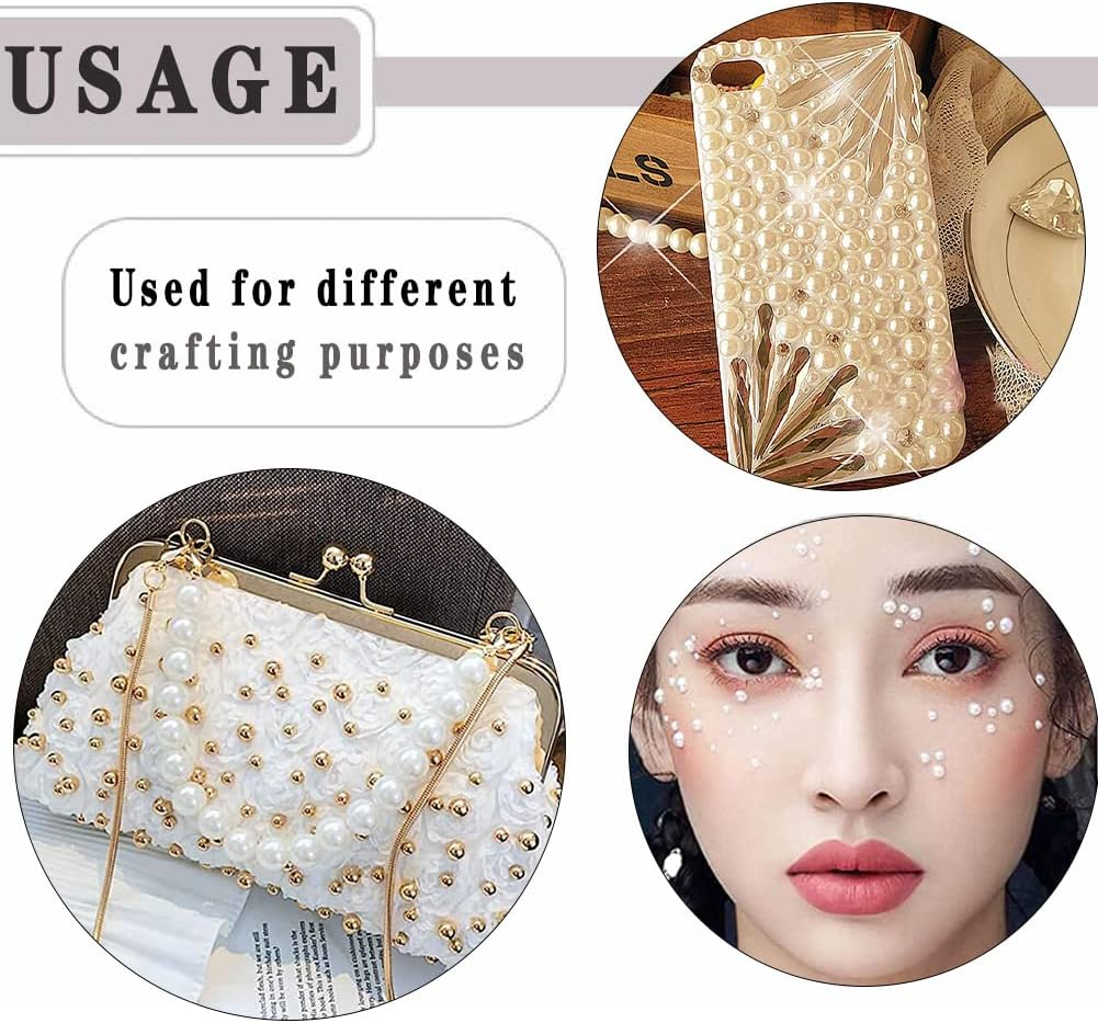 Aodse 6000 Pcs Nail Pearls for Nails Art, AB White Half Pearl for Crafts, Face Eyes Makeup, Charms DIY Crafting Charms Decorations Accessories - Ab Black image number 4