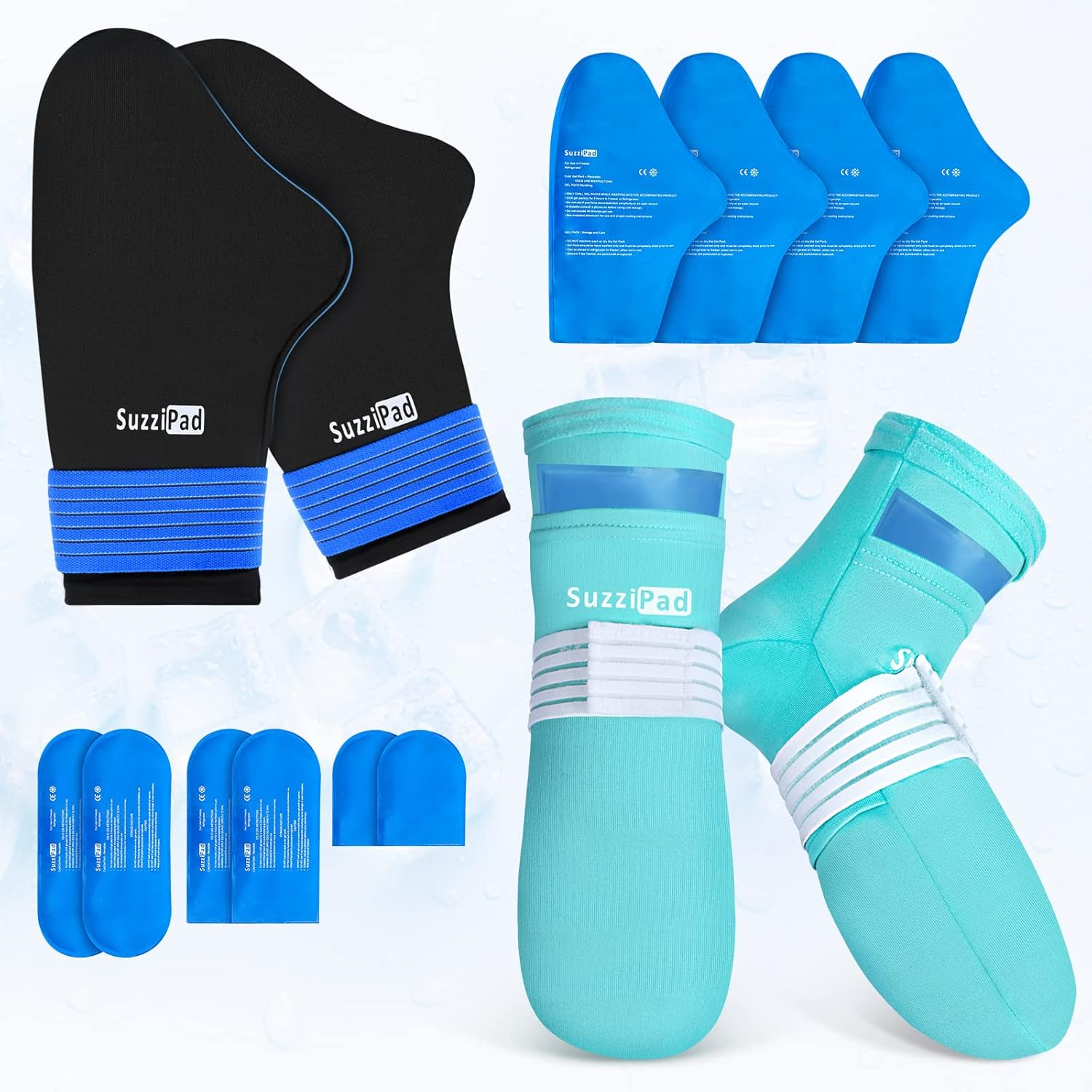Suzzipad Cold Therapy Socks & Hand Ice Pack, Cooling Gloves for Chemotherapy, Chemo Care Package for Women and Men, S/M image number 2