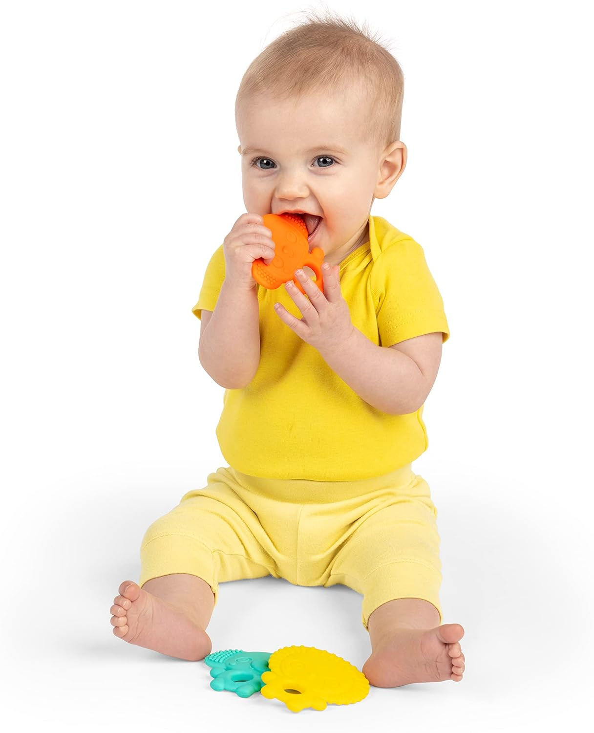 Bright Starts Gummy Buddies 3-Pack Textured Teethers - Bpa-Free Elephant, Lion, Monkey - Unisex, 3 Months + image number 4