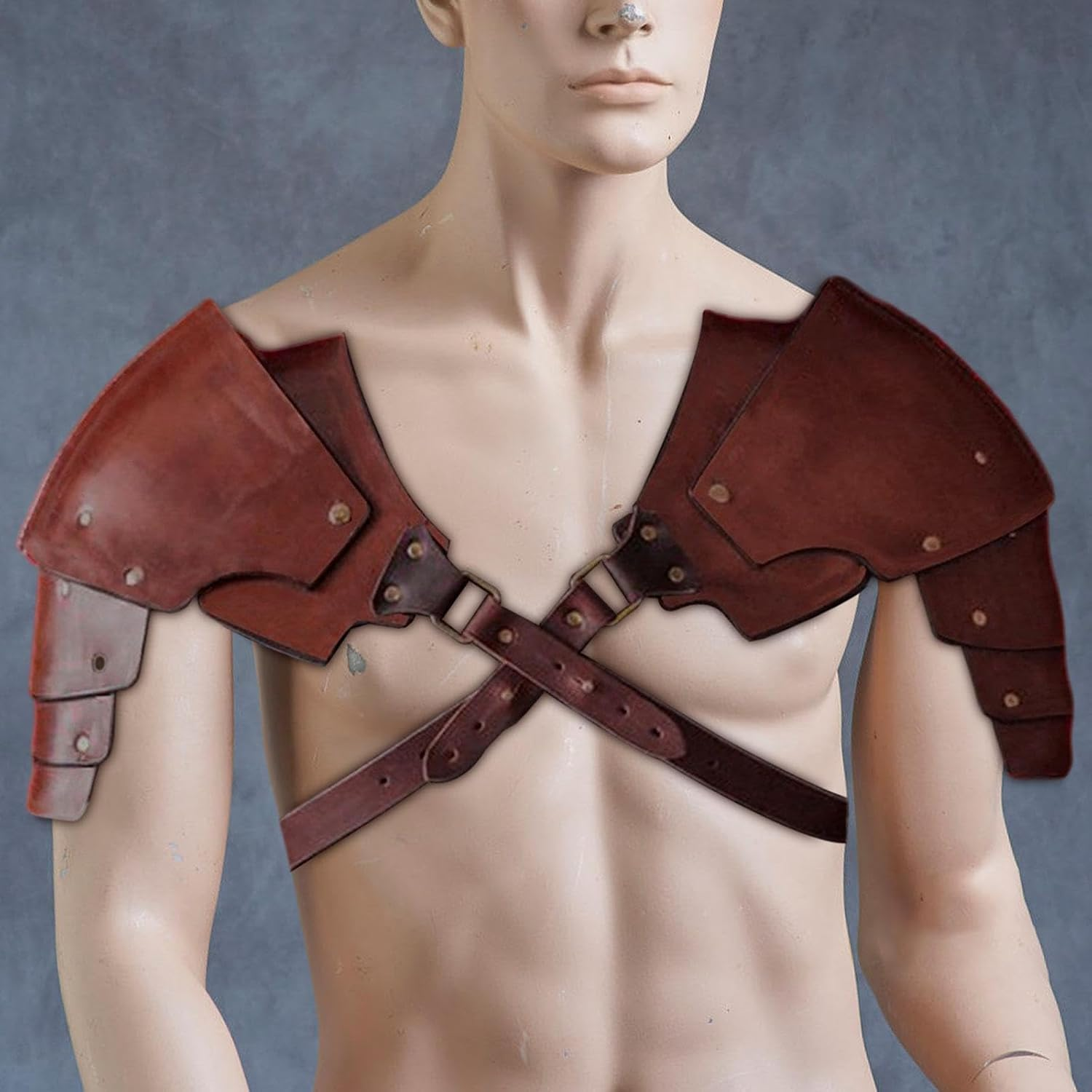 Oshhni Medieval Shoulder Pauldron Medieval Shoulder Armor Steampunk Body Chest Harness for Party Halloween Costume Dress up Cosplay image number 5