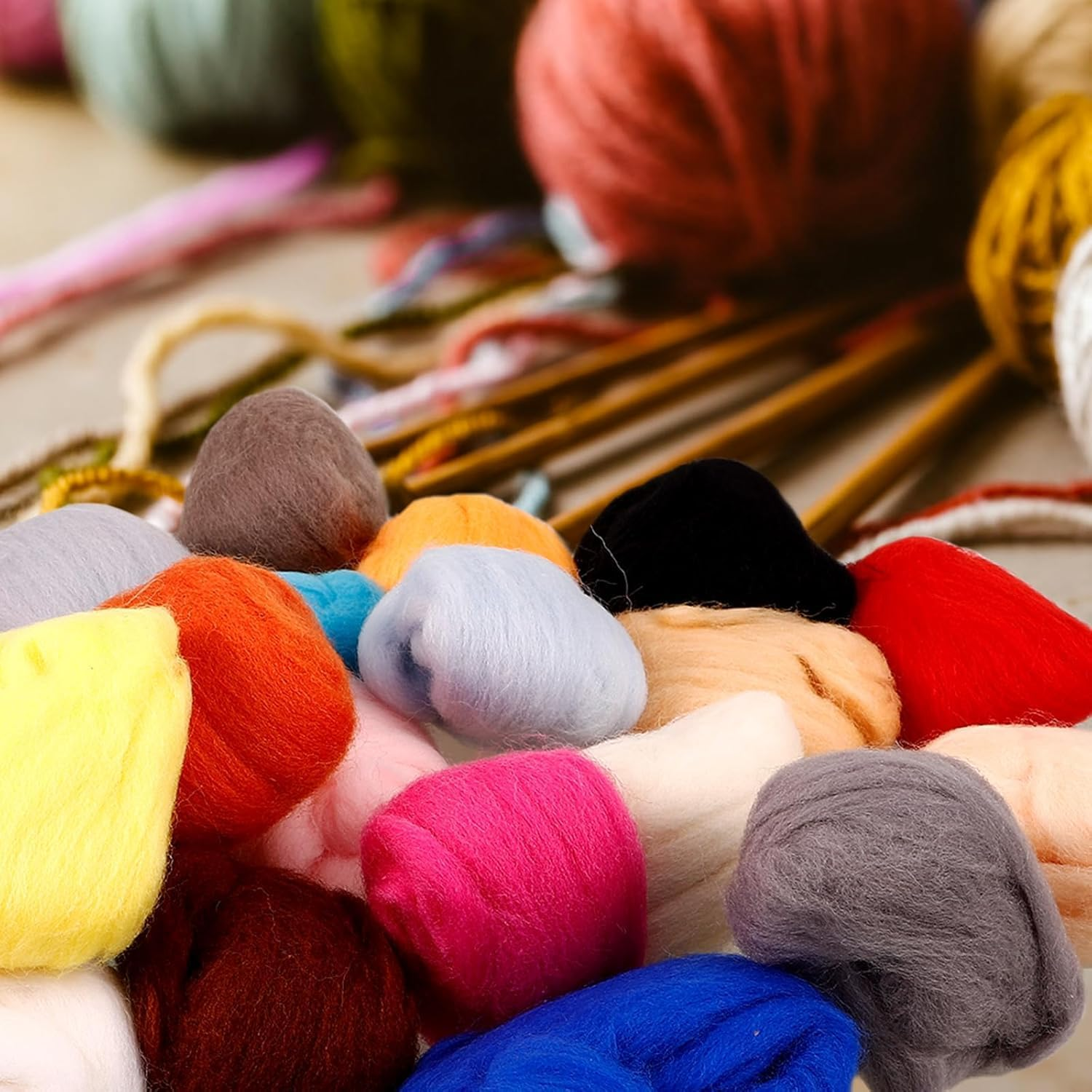 WADY 20 Colors Needle Felting Wool, Fibre Wool Roving Felting Wool Needle Felting Hand Spinnings for Wool Felting Yarn Supplies DIY Craft Materials (20) image number 5