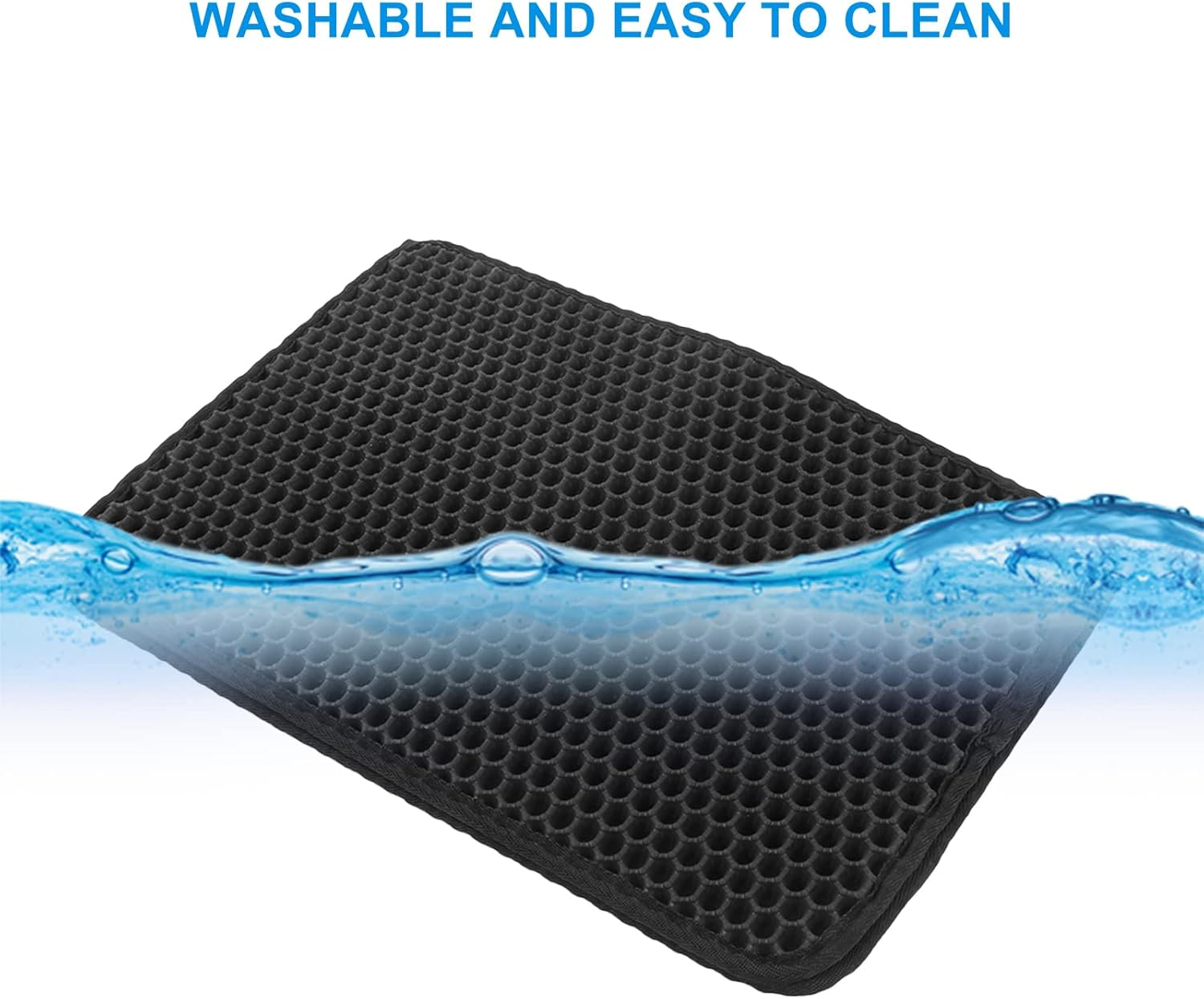 Cat Litter Mat, Double Layer Litter Box Mat,Double Layer Cat Litter Mat Waterproof 3D Holes Prevent Slipping Easy to Clean Cat Litter Trapping Mat image number 1