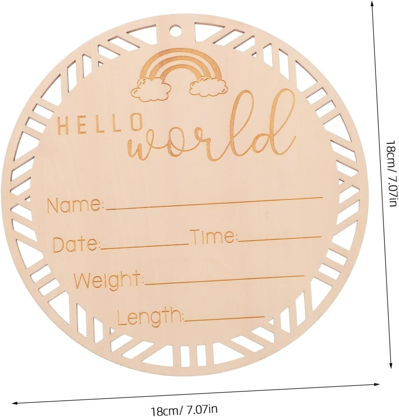 Abaodam Wooden Birth Announcement Sign round Photo Prop Natural Milestone Board for Newborn Name Weight Recording Newborn Shower Decoration image number 6