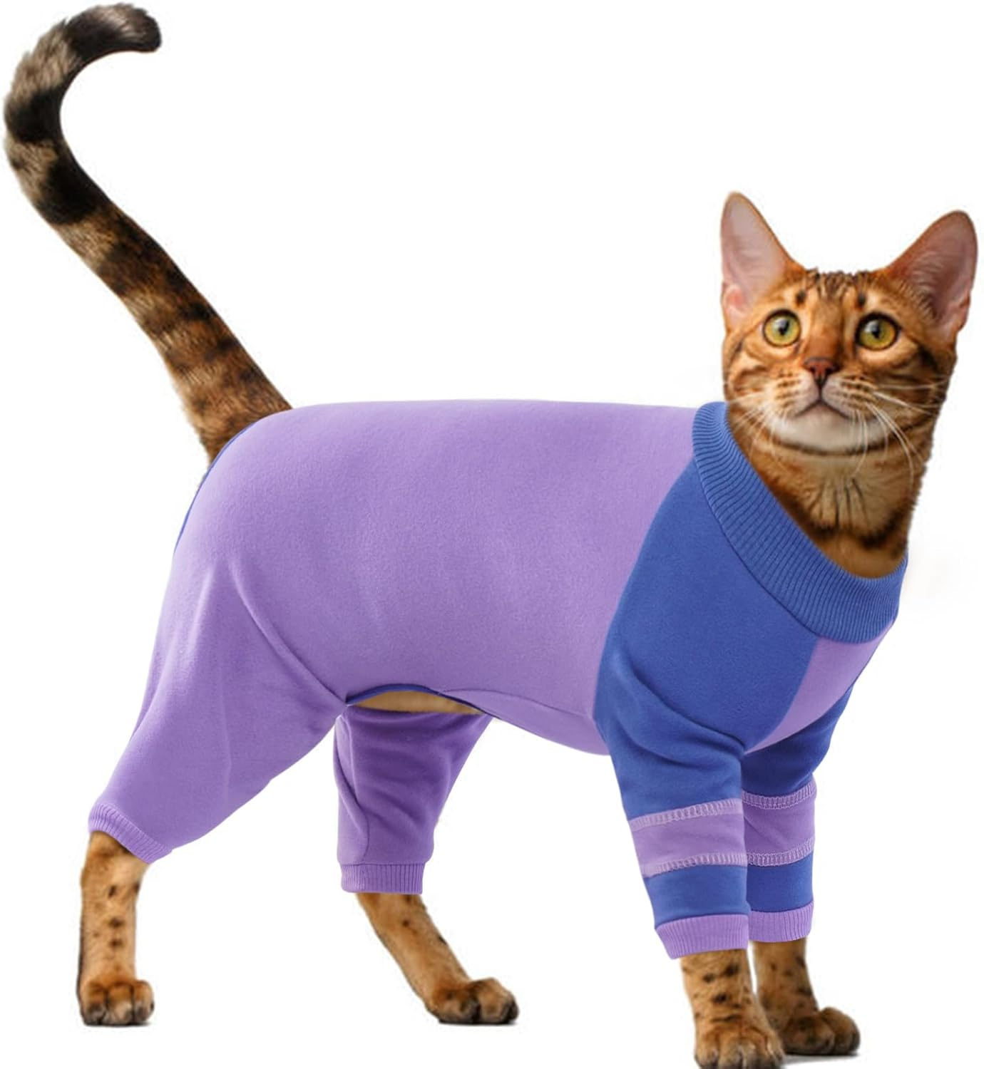 OUOBOB Sticky Hair Cat Clothes, Cat Recovery Suit Cat Pyjamas Only for Cats, Sphynx Hairless Cat Sweater, Cat Turtleneck, Anti-Licking or Skin Disease Recovery Suit for Cats image number 4