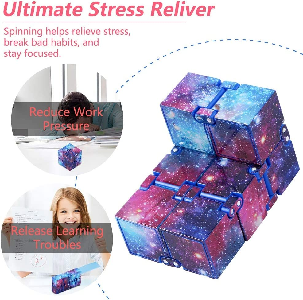 EVERMARKET Infinity Fidget Cube for Kids and Adults, Stress and Anxiety Relief Cool Hand Mini Kill Time Toys Infinite Cube for Add, ADHD (Galaxy Space) image number 4
