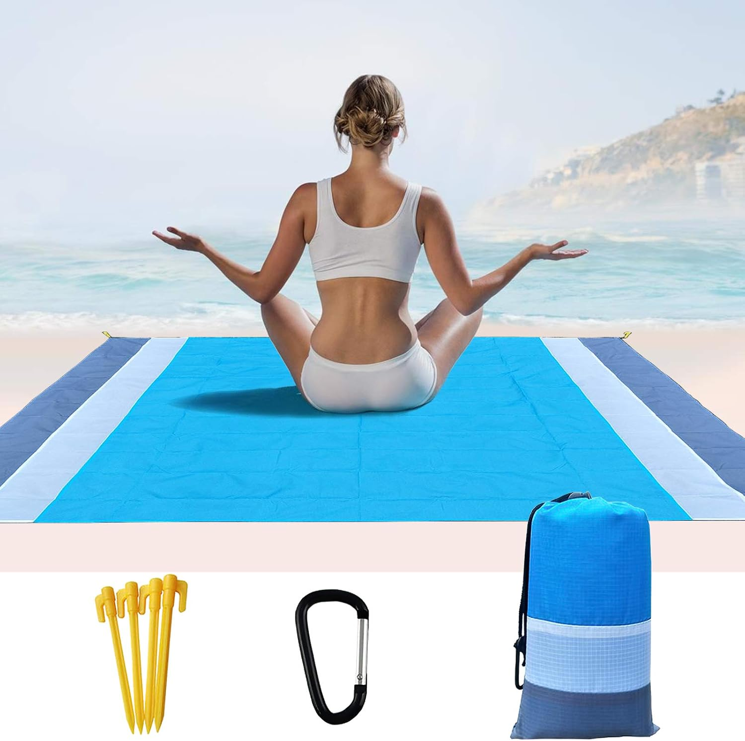 Sand Free Beach Blanket, Extra Large Waterproof Beach Mat-Lightweight Quick Drying Heat Resistant Outdoor Picnic Mat for Travel, Camping, Hiking and Music Festivals image number 2