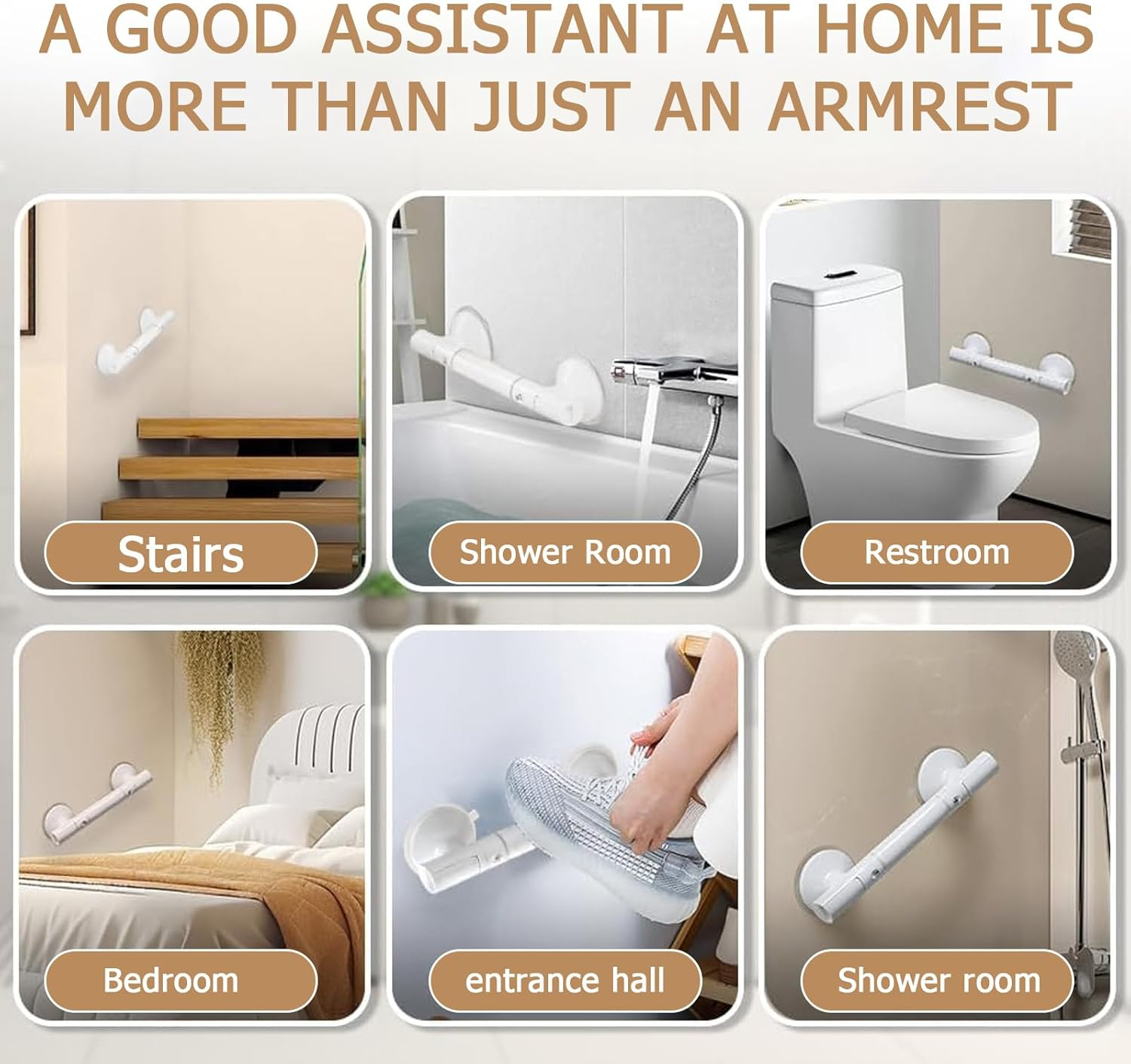 Suction Grab Rails for Shower，Grab Bars for Bathtubs，Suitable for the Elderly, Heavy Duty Safety Grip Handrail, No-Drill Installation Strong Suction, Suitable for Toilet, Shower, Bathtub （2 Pack） image number 2