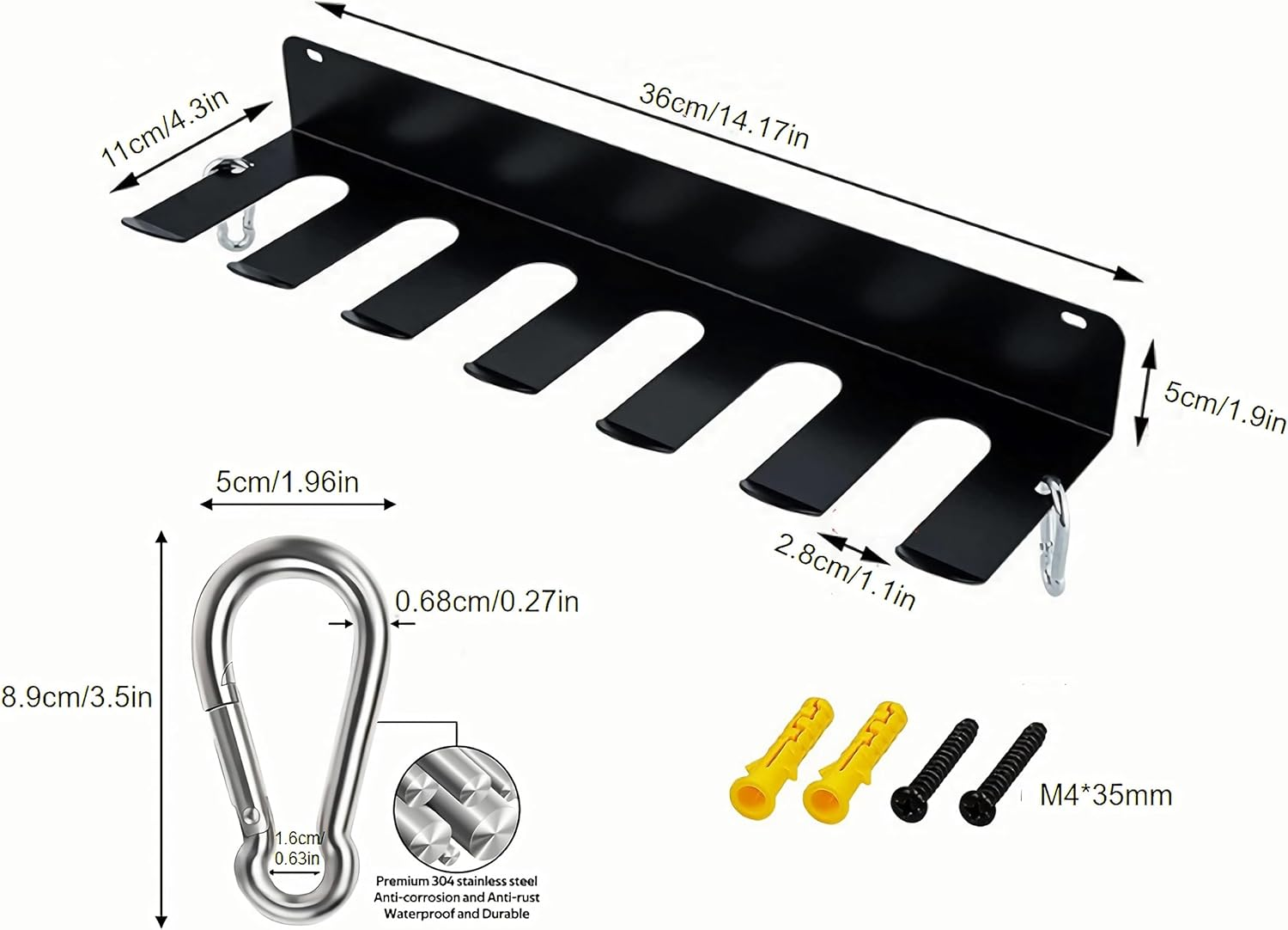 Heavy Duty Metal Baseball Bat Rack,Baseball Softball Bat Hanger Display Shelf with 2 Hanging Buckles, Hold 12 Baseball/Softball Bats, Multi-Purpose Wall Mount Sports Equipment Organizer Holder image number 4
