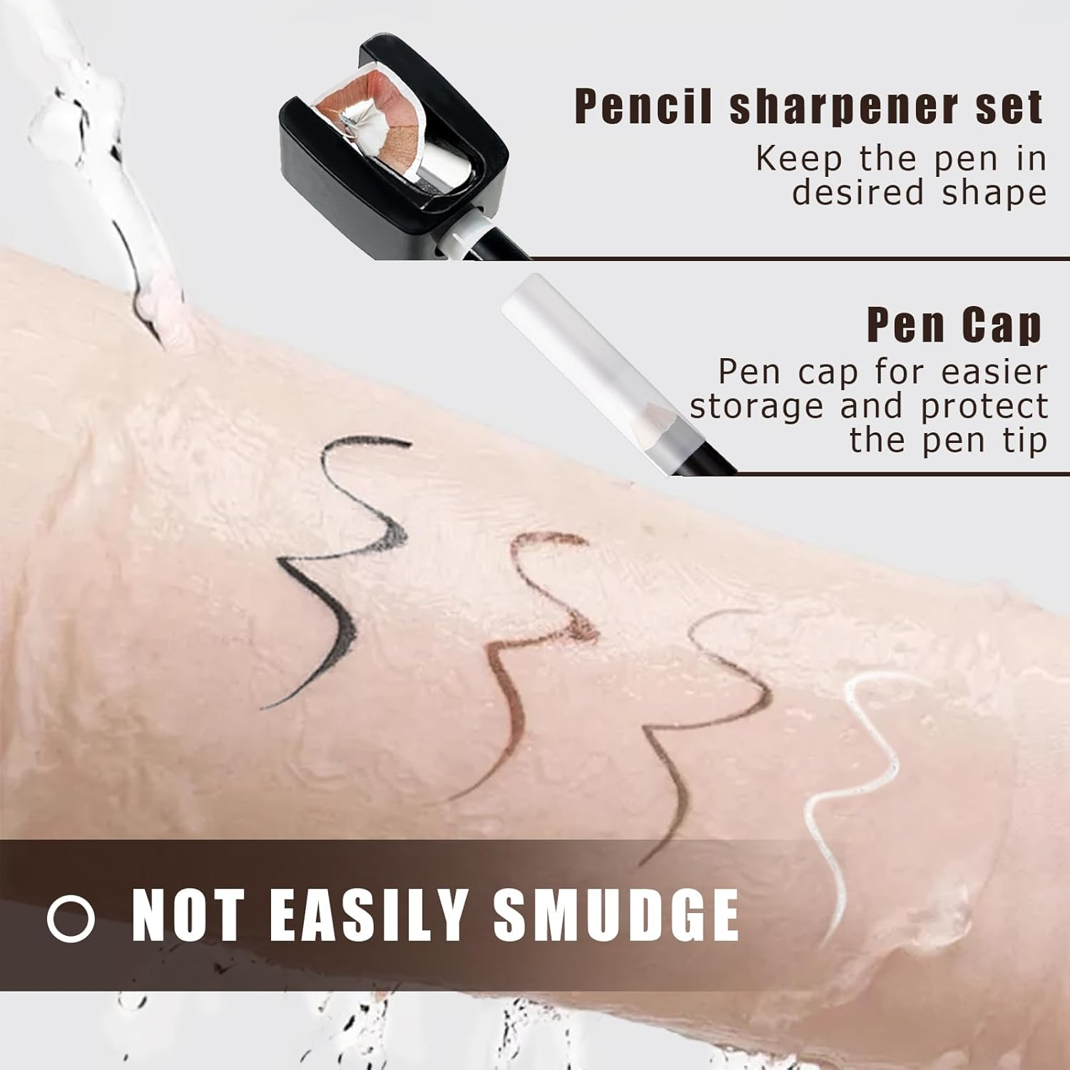 Noerrors Hairdresser Pencil Set for Beard Shaping Guide Pen 12 Pieces Magic Hairline Pencils with Sharpener Hairdressing Chalk White Black Dark Brown Light Brown for Men Makeup image number 3