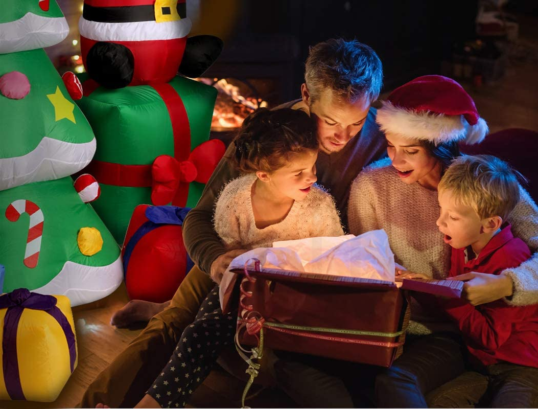 Santaco 1.8M Christmas Inflatable Santa on Gift Box with 12 LED Lights, Self-Inflating and Deflating with Built-In Fan, IP44 Waterproof Outdoor Decoration, Easy Setup,Festive Yard or Garden Decor image number 4