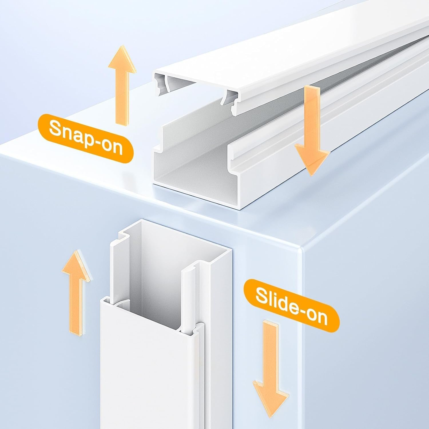 Cord Cover Raceway Kit, 157 Inch Cable Cover Channel, Paintable Cord Concealer System, Cord Wires Hider, Hiding Wall Mount TV Powers Cords in Home Office, 10X L15.7In X W0.95In X H0.55In, White image number 3