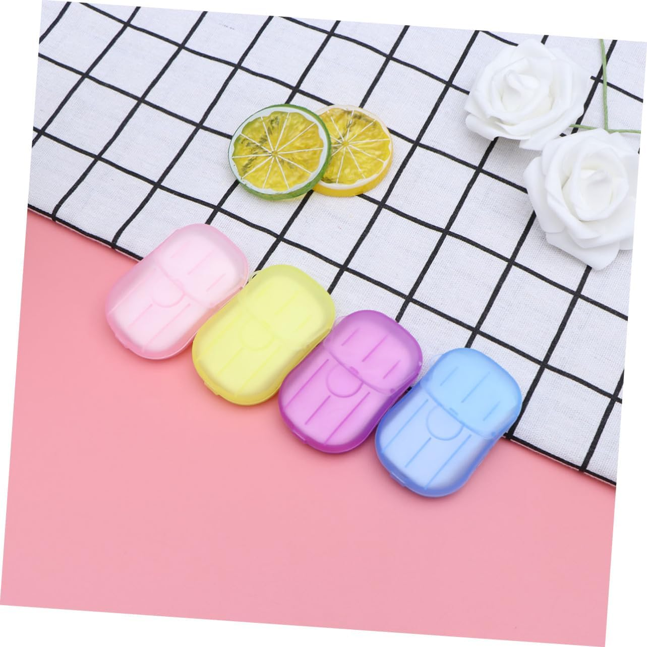 BRIGHTFUFU 8Pcs Travel Soap Flakes Paper Soap Tablets Boxed for Bath Face Hand Wash Safe image number 4