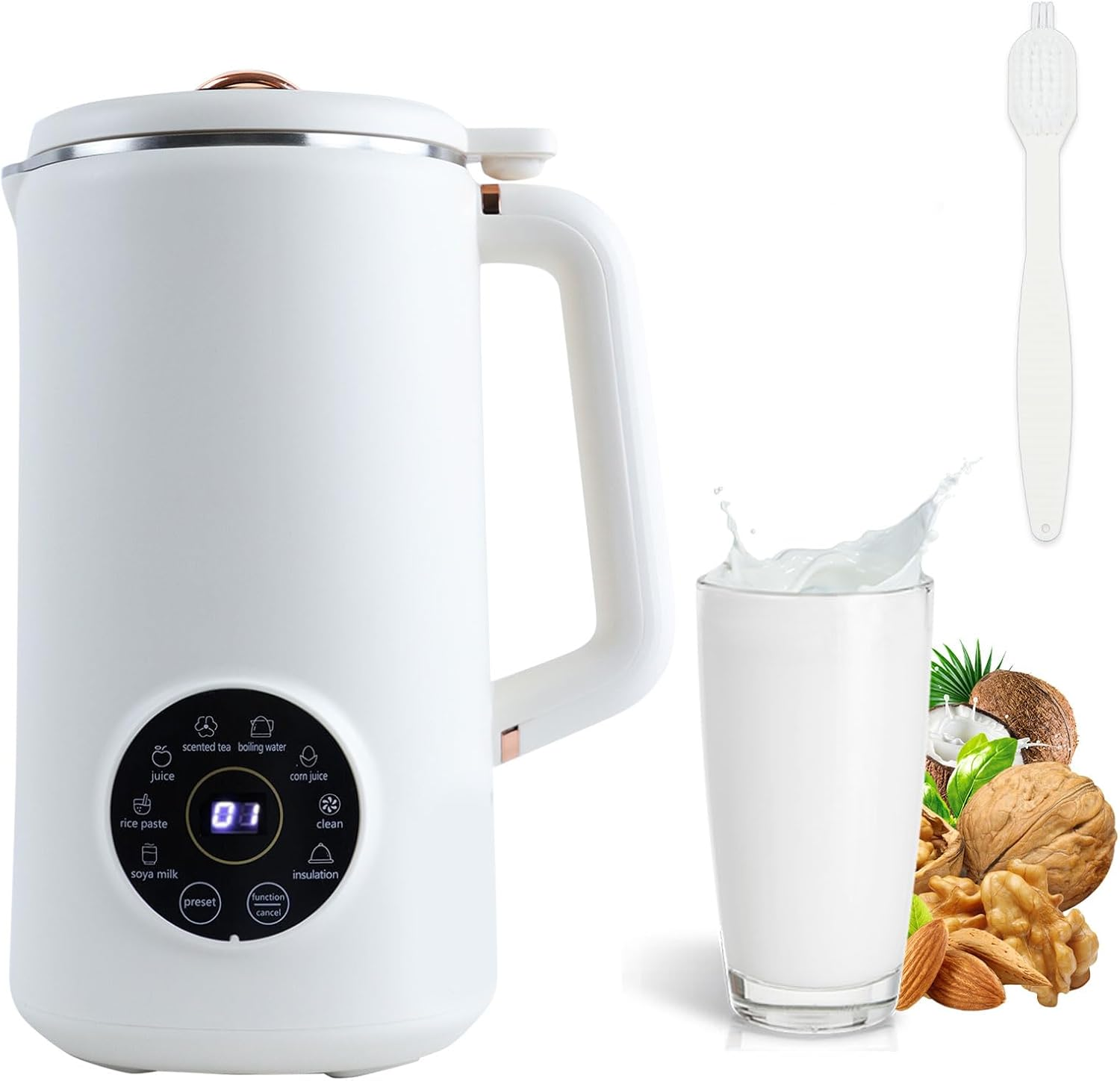 Nut Milk Maker Machine,Soy Milk Maker,1L Soup Maker with LED Display,Milky Plant Machine with Timer|Auto-Clean|Filter Free|Keep Warm,For Homemade Soy Almond Plant Oat Milks,Milkshake,Porridges image number 4