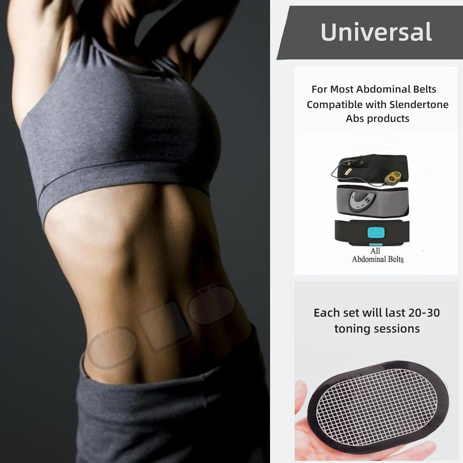 UYGHHK Gel Pads for All Abdominal Belts, Replacement Gel Sheet for Abdominal Toning System, Replacement Gel Pads