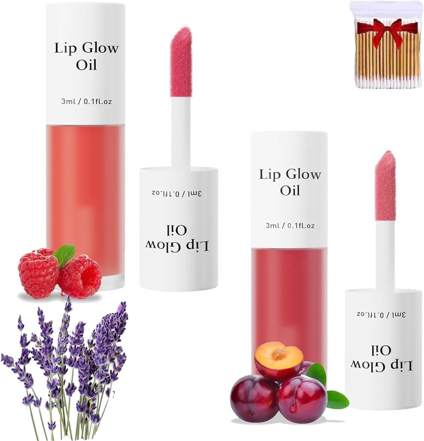 2Pcs Clovey Korean Lip Oil Stain,Clovey Tinted Lip Glow Oil,24-Hour Hydration & Plumping Effect,Waterproof,No Peel Off,Smooth Glide Application (01+02, SIZE)