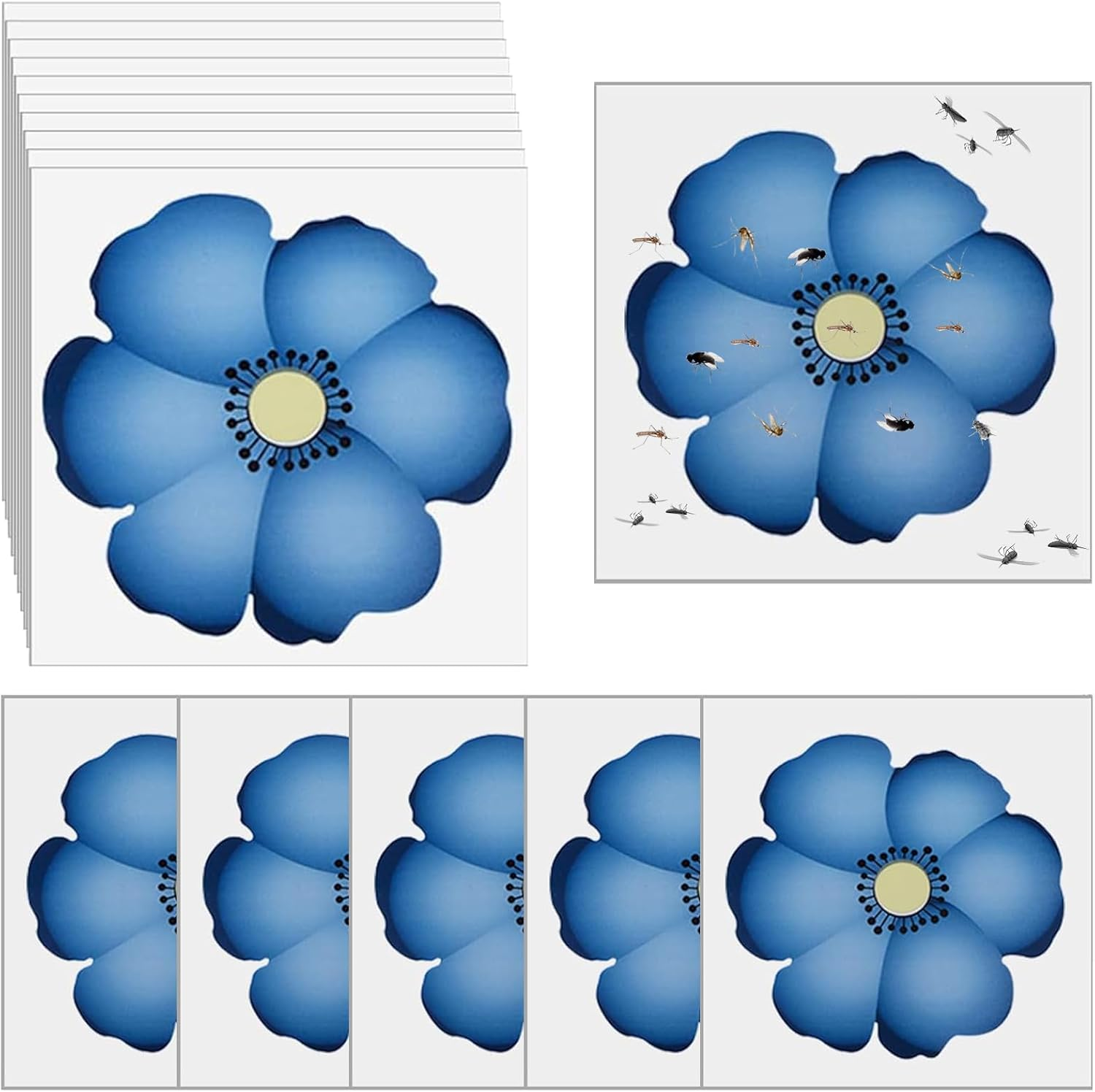 Tuoyi 15 Pieces Window Fly Traps Killer Stickers, Floral Pattern Design Sticky Fly Catcher for Indoor Houseflies Fly Gnat for Indoors for Kitchen and Dinning, image number 6