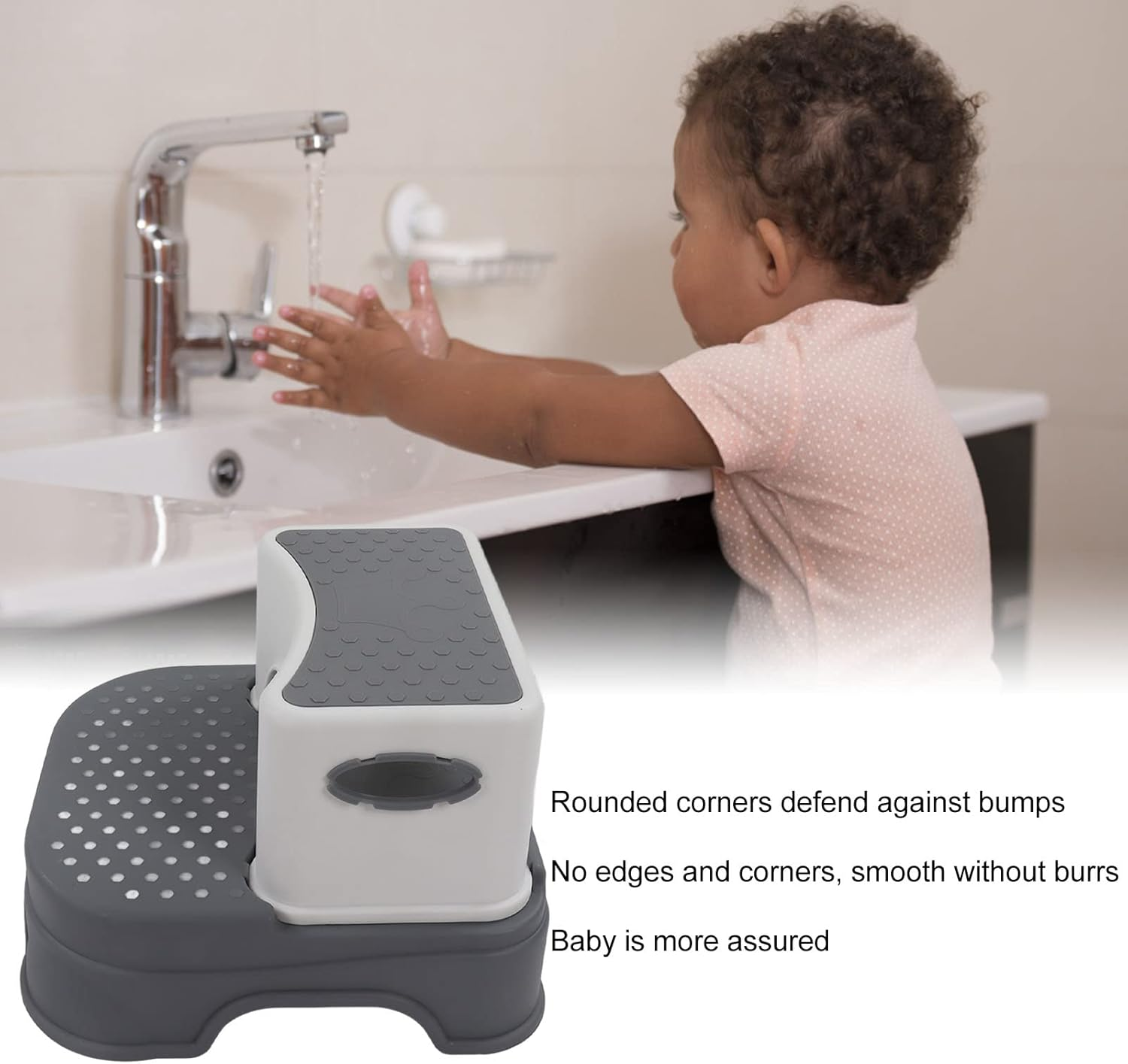 Double Antiskid Kids Step Stool, Double Antiskid Height Adjustable Widened Base Ergonomic Toddler Step Stool 2 Layer Detachable Step Stool, Toddler Step Stool for Bathroom Sink image number 4
