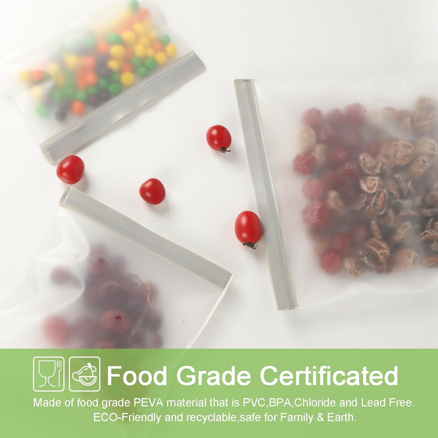 Rictine 22 Pack Reusable Gallon Freezer Bags Dishwasher Safe, Leakproof Reusable Freezer Bags, BPA Free Reusable Storage Bags for Lunch Marinate Food Travel - 8 Gallon 8 Sandwich 6 Snack Bags image number 1