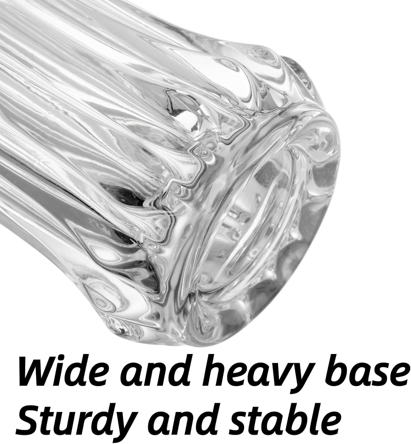 Dicunoy Set of 2 Glass Flower Vase, 9.5" Large Flower Vases for Centerpieces, Modern Clear Heavy Duty Crystal Tall Cylinder Flared Vase for Rose Bouquet, Home, Wedding, Living Room, Office image number 5