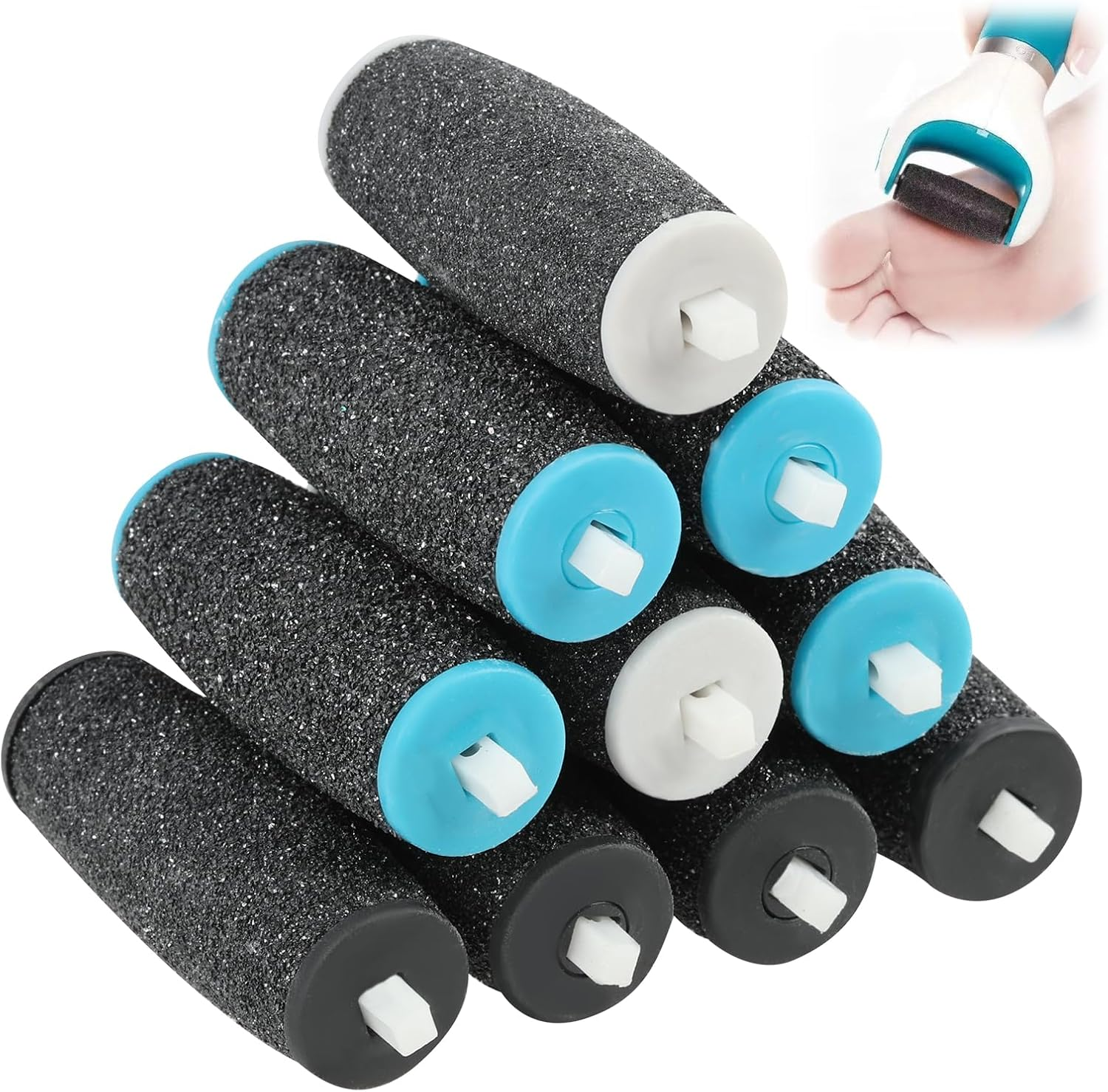 Pack of 10 Callus Remover Replacement Rollers, Replacement Rollers Compatible with Scholl Velvet Smooth, Includes 4 Extra Coarse 4 Coarse 2 Fine Replacement Heads, Pedicure Foot Care for Callus image number 6