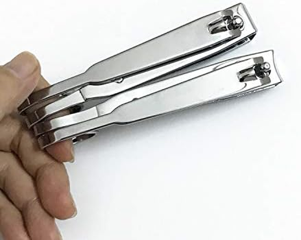 EZ Grip Nail Clipper, Premier Nail Clipper, Scissor Grip Nail Clipper, Sharp Stainless Steel Blade for Finger Nail,Toe Nail Clippers Set for Women and Man, Silver - 2 Pack (Large and Small)