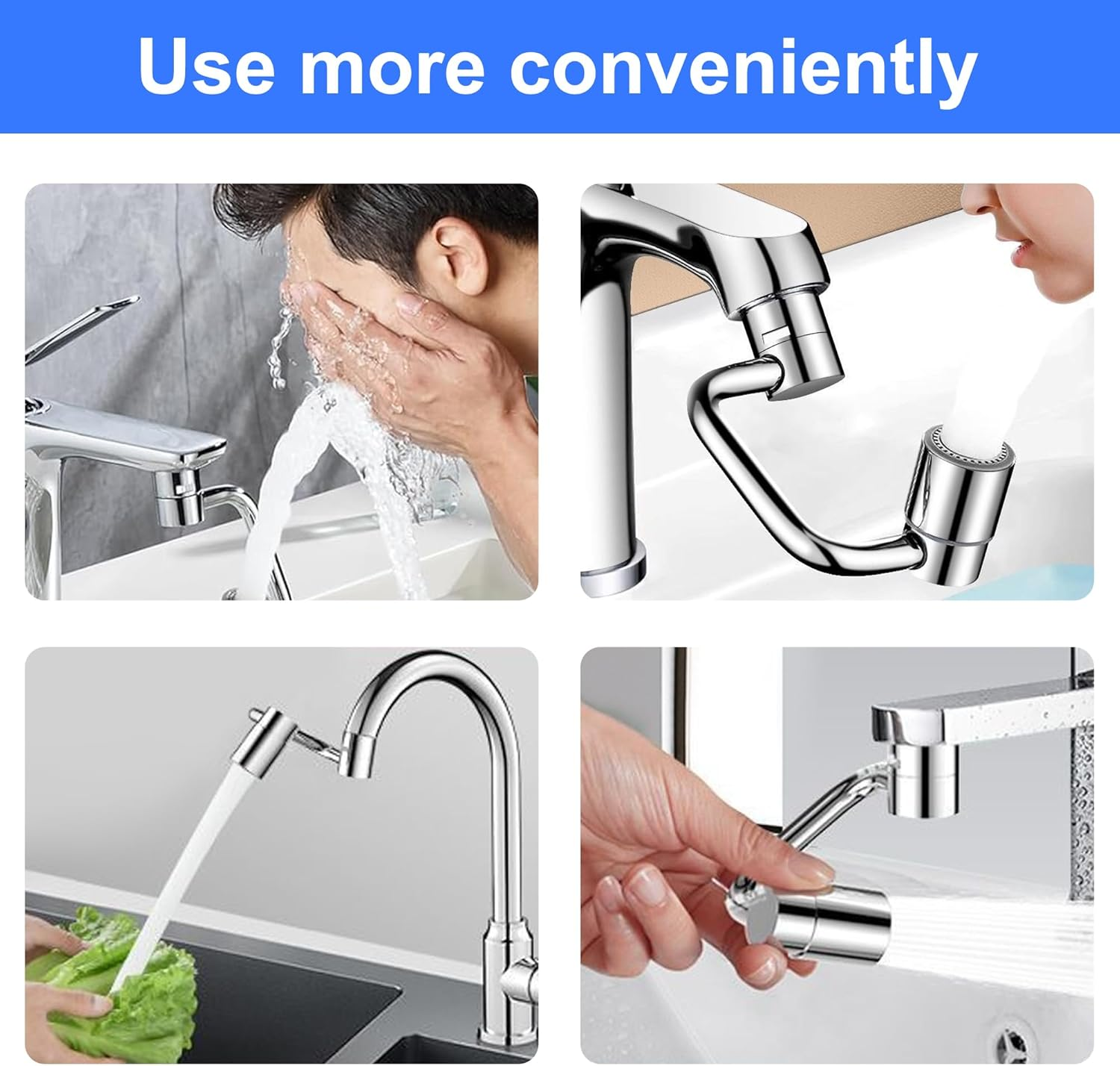 FLYTIN 1080&deg; Rotating Faucet Extender, Adjustable Multifunctional Universal Robotic Arm, Rotatable Tap Extender Spray Attachment, Durable Splash Proof, for Kitchen or Bathroom Sink image number 2