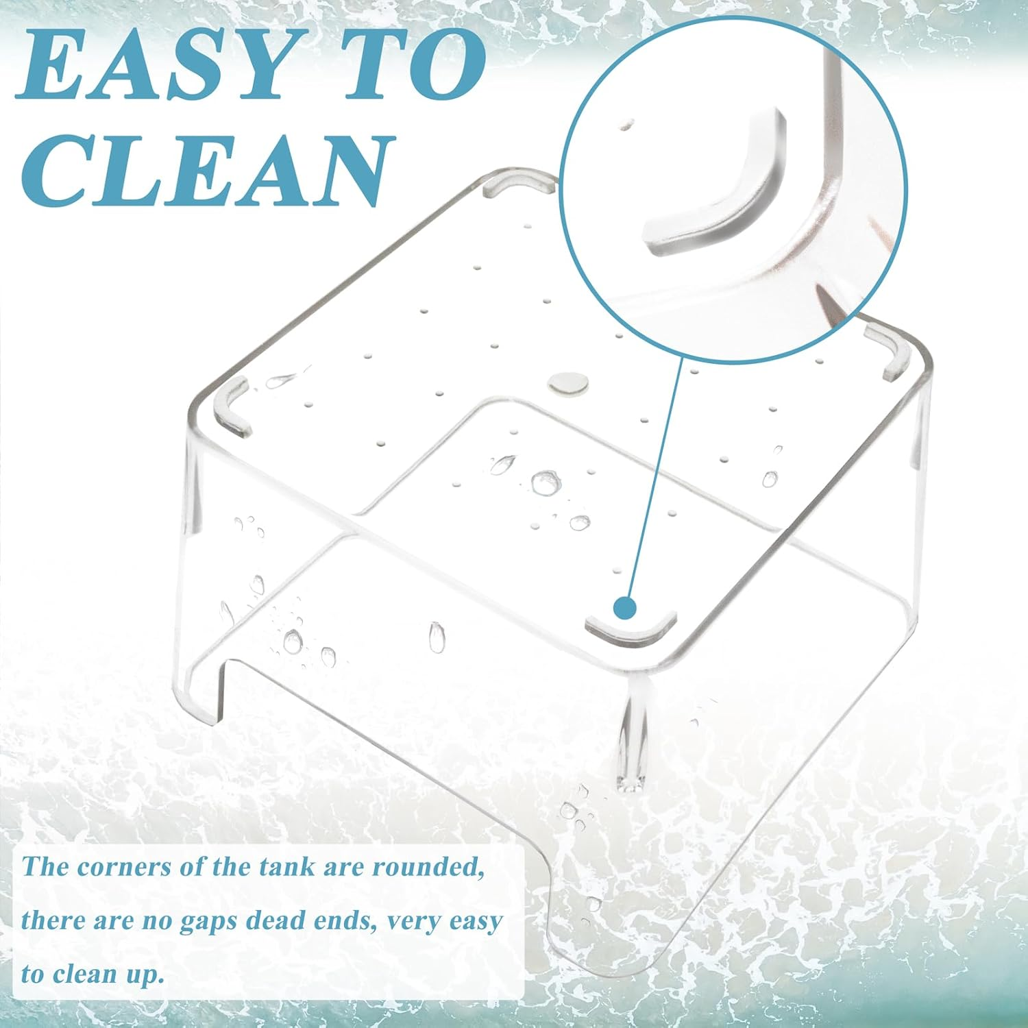 2 Pack Hermit Crab Water Tank, Cage Accessories with Climbing Ramp, Aquarium Salt Water Pool for Small or Medium Habitat Home &ndash; Transparent image number 2