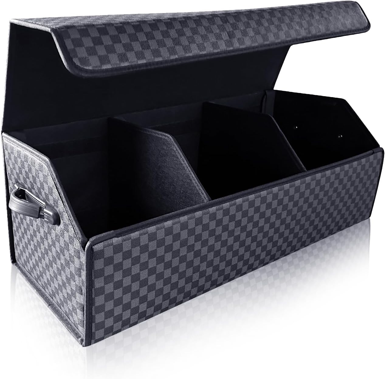 Car Organizers and Storage - Trunk Organizer for Suv Sedan,Car Leather Box,Extra Large,Magnetic Lid,Collapsible Adjustable Black