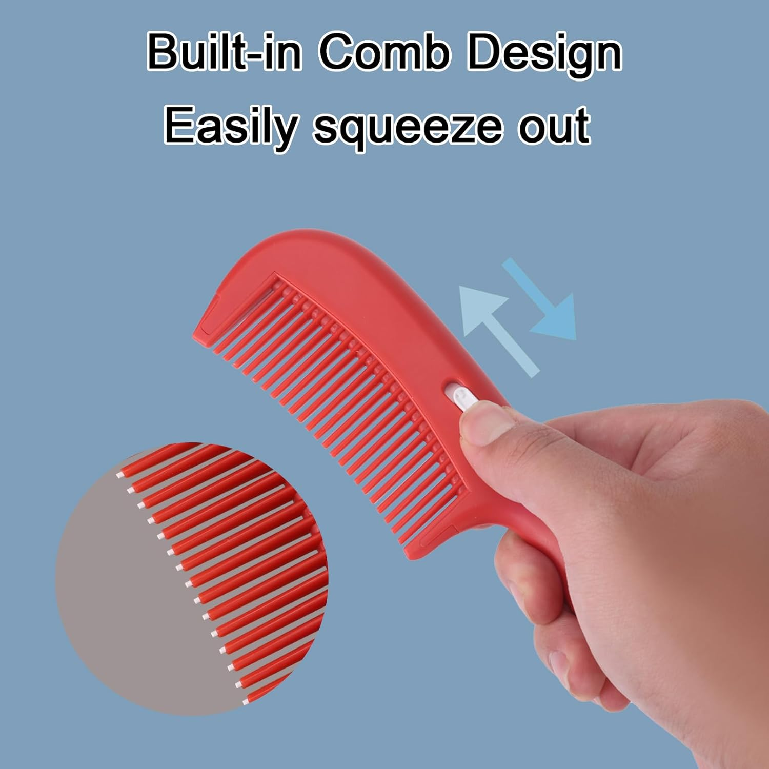 2Pcs Dandruff Comb, New Hollow Tooth Comb Switch Style Scalp Comb Self-Cleaning Massage Hair Comb for Hair Grooming Women Man (Black, Red) image number 4