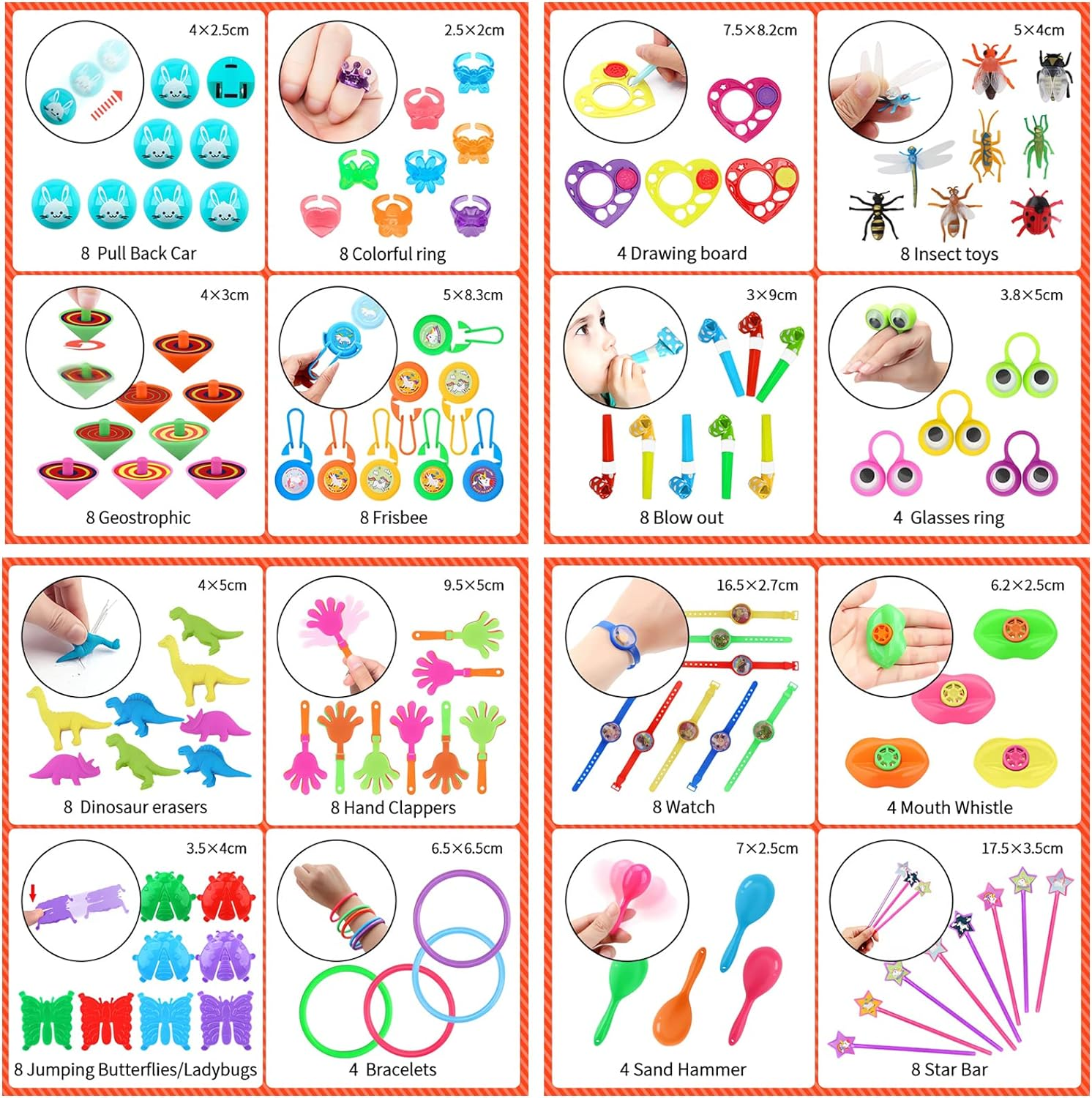 120 Pcs Kids Party Bag Fillers, Party Gifts for Children Birthday, Goodie Bag Fillers, Assortment Treasure Box Prizes, Prizes for Kids Classroom Rewards, Carnival Prizes image number 4