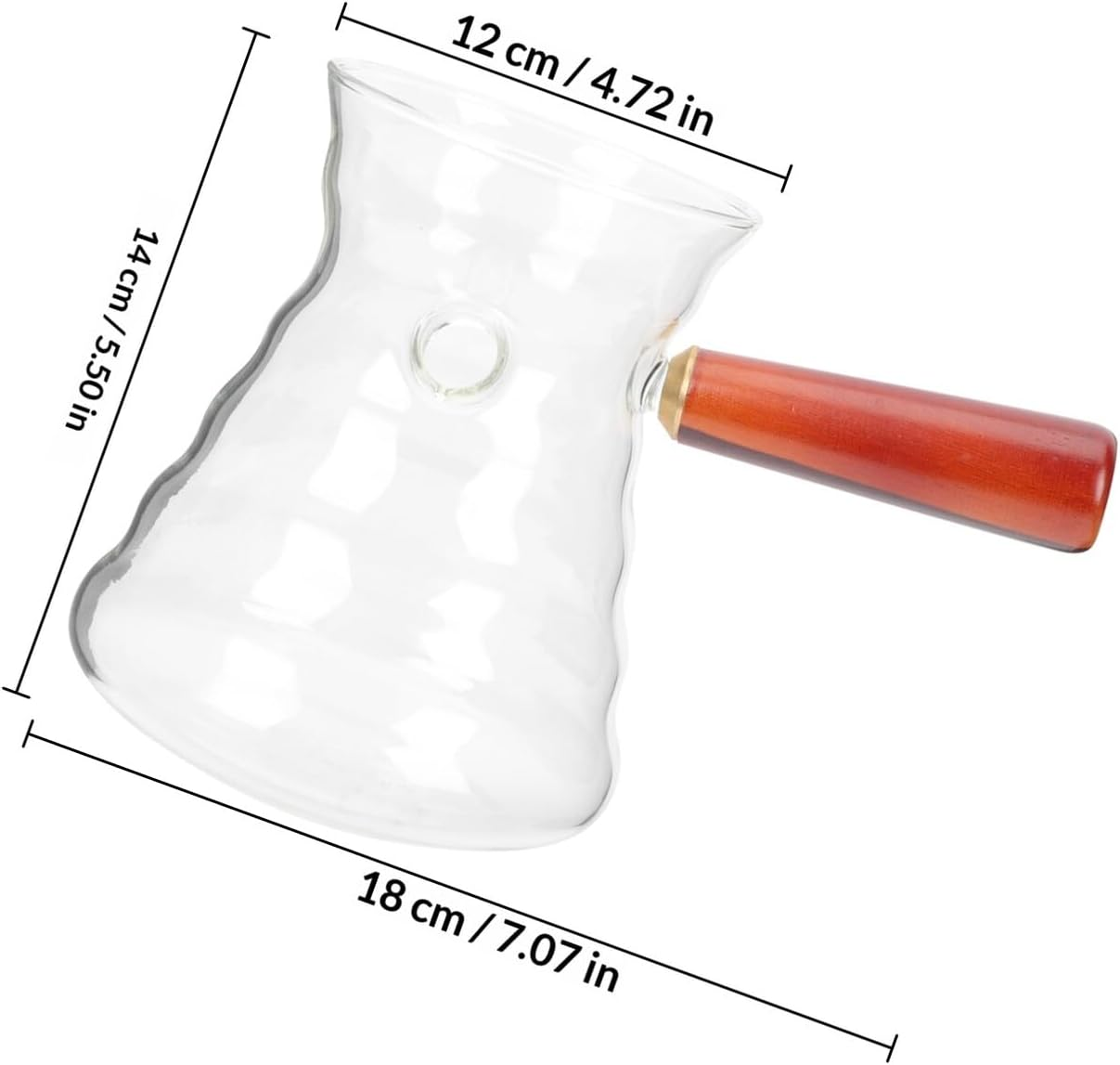 MAGICLULU Heat-Resistant Turkish Glass Coffee Kettle 600Ml with Wooden Handle Manual Pour-Over Pot for Home Coffee Brewing and Espresso Preparation image number 3