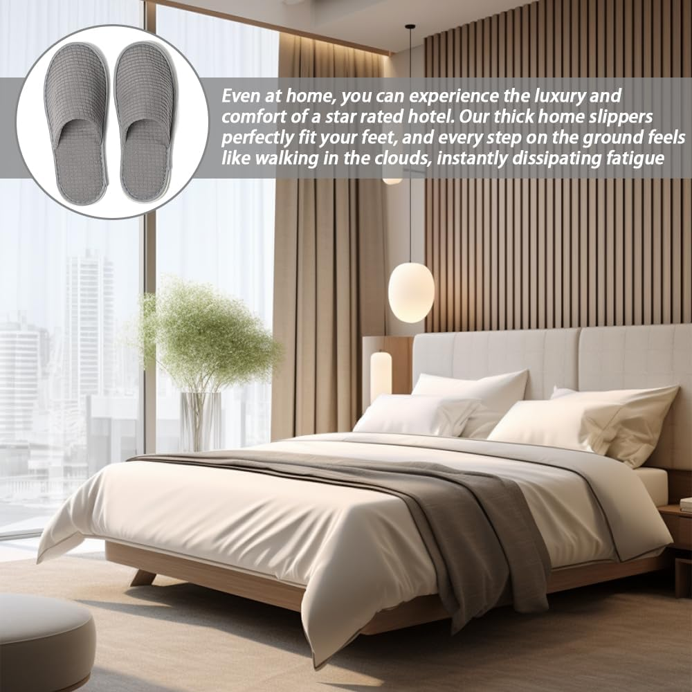 6 Pairs Spa Slippers, Washable & Reusable Closed Toe Indoor Hotel Slipper, Soft Hotel Shoes Padded Sole for Comfort- for Guests, Hotel, Travel,Wedding