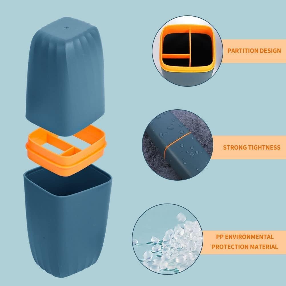 Travel Toothbrush Case, 1Pc Portable Business Trips Wash Cup Holder, Travel Toothbrush Cup Case, Travel Toothbrush Holder Travel Toothbrush Container Toothpaste Storage Toothbrush Case,Dark Blue - Dark Blue image number 3