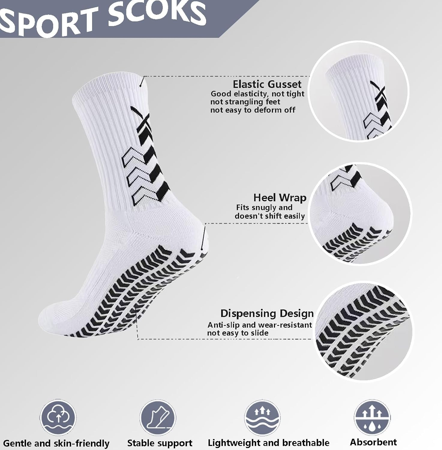 Soccer Socks Football Socks Grip Socks Non Slip Socks for Training Athletic (4 Pairs)