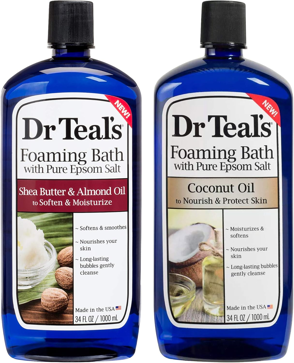 Dr Teal'S Foaming Bath Combo Pack (68 Fl Oz Total), Moisturizing Shea Butter & Almond Oil, and Nourishing Coconut Oil image number 2