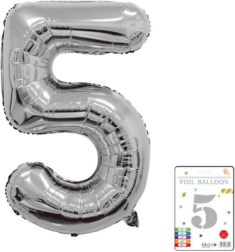Silver 40 Inch Giant Number Balloons Foil Digital Balloon for Birthday Anniversary Party Festival Decorations (Silver9) image number 5